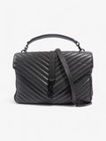 Saint Laurent College Black Lambskin Leather Large