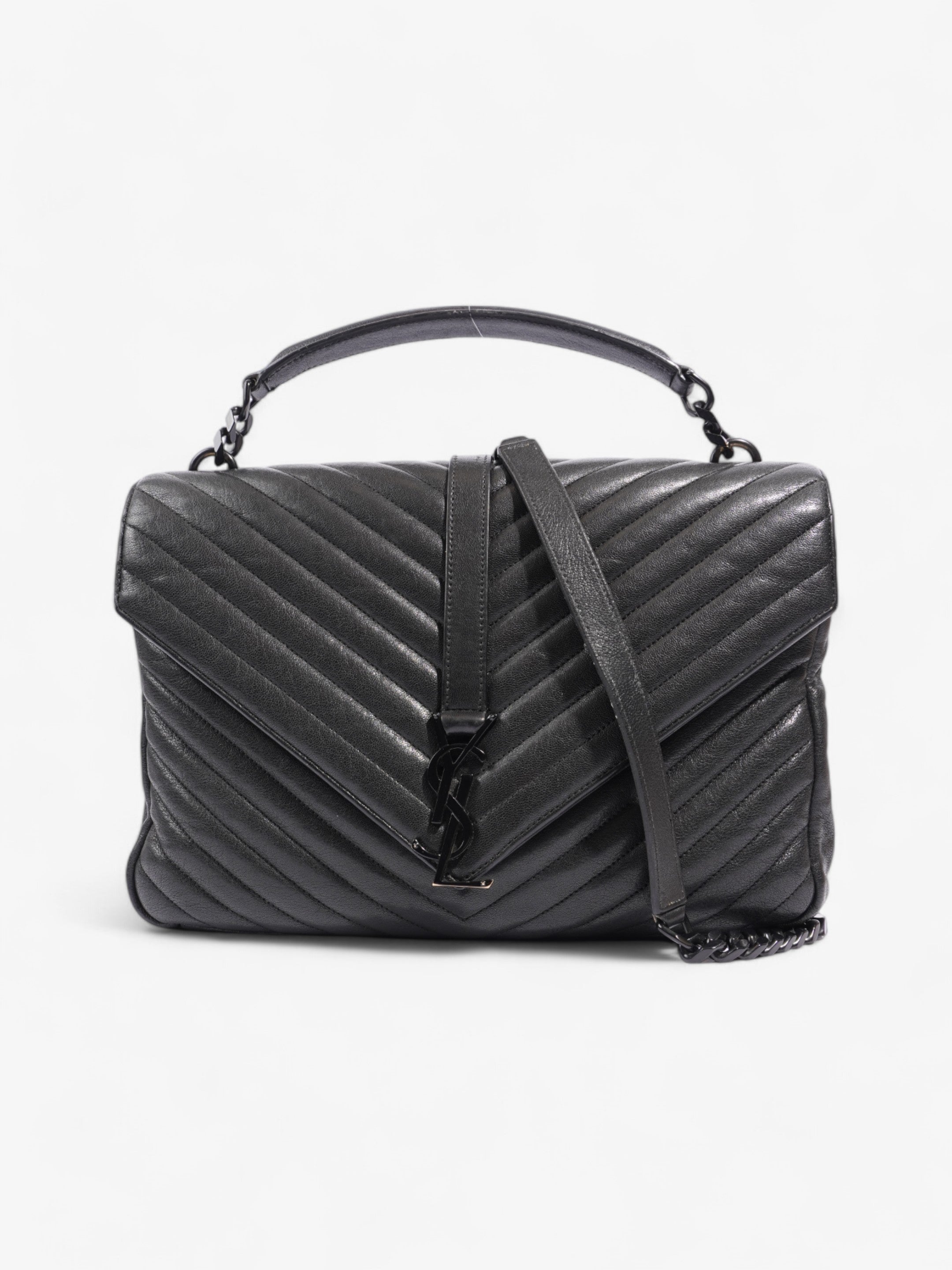 Saint Laurent College Black Lambskin Leather Large