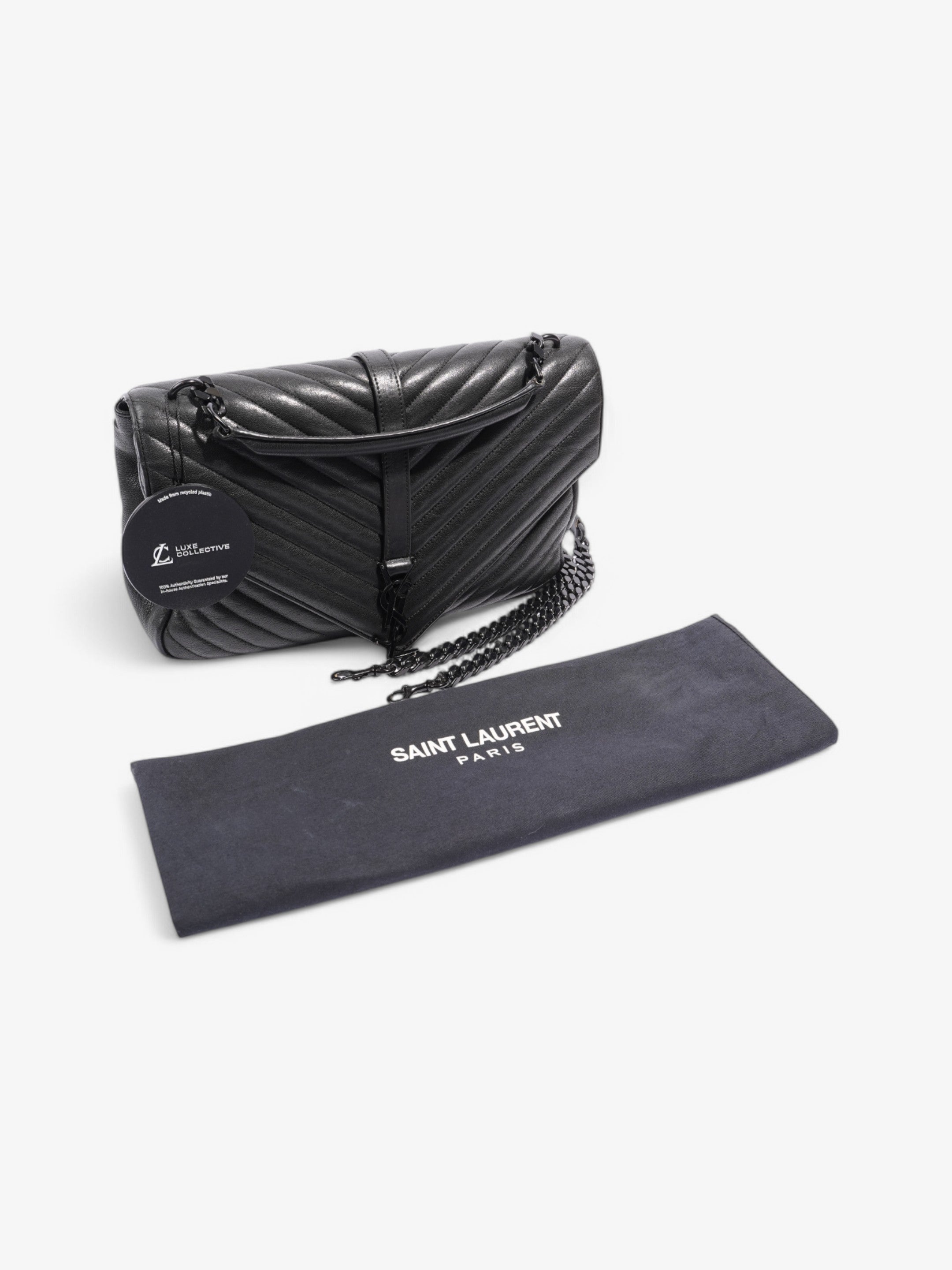 Saint Laurent College Black Lambskin Leather Large