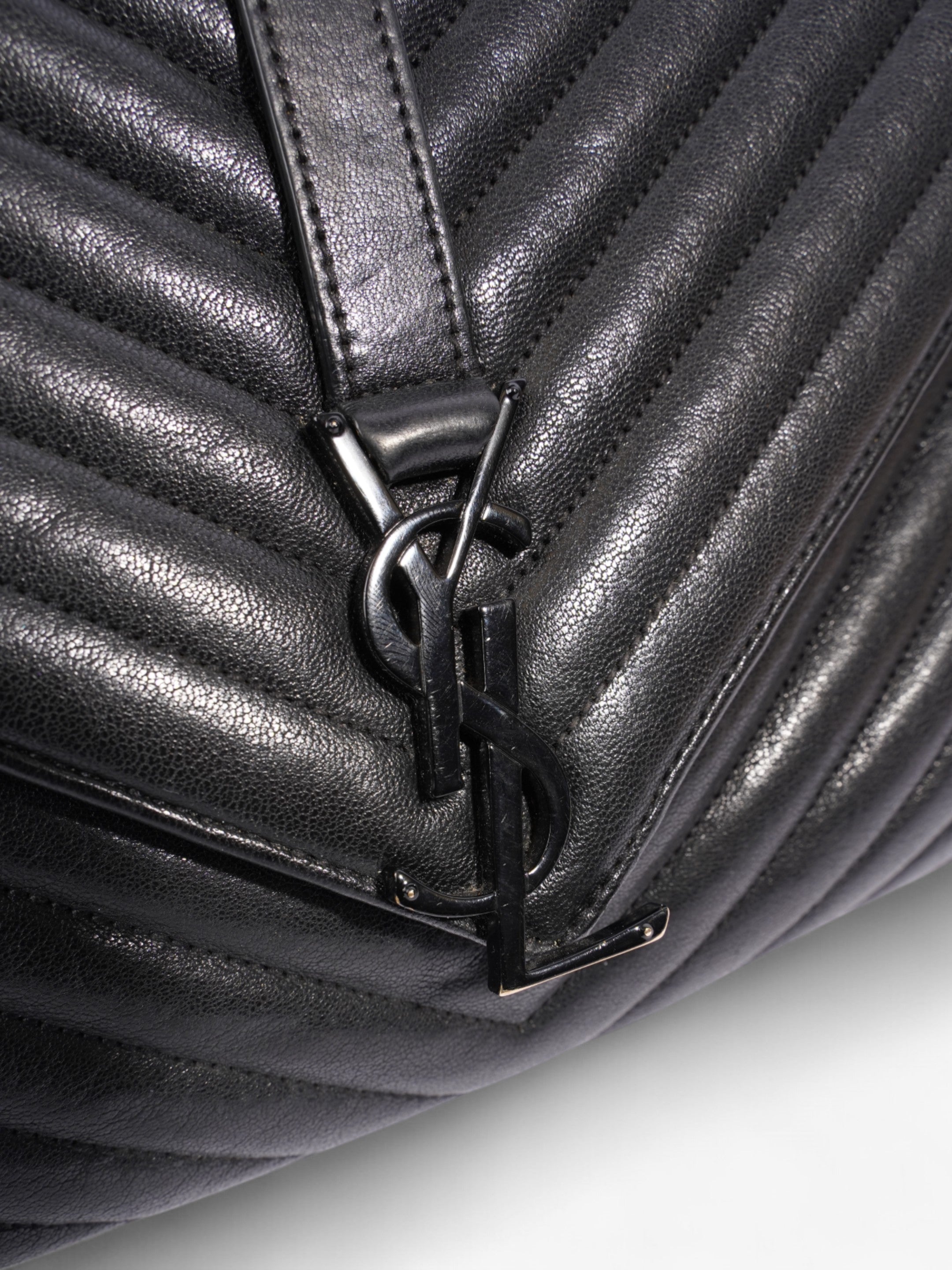 Saint Laurent College Black Lambskin Leather Large