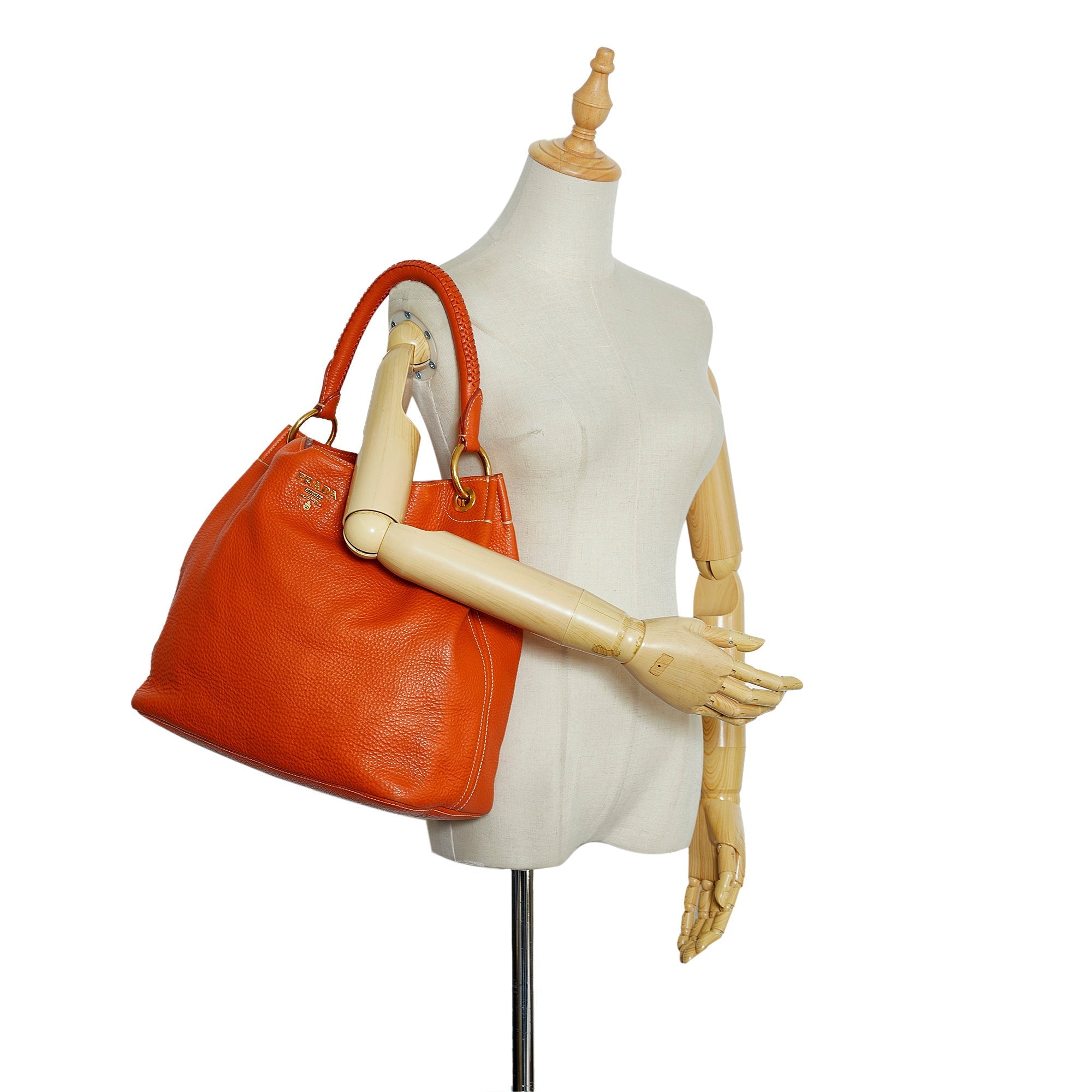 Prada Hobo Bag Orange Vitello Daino