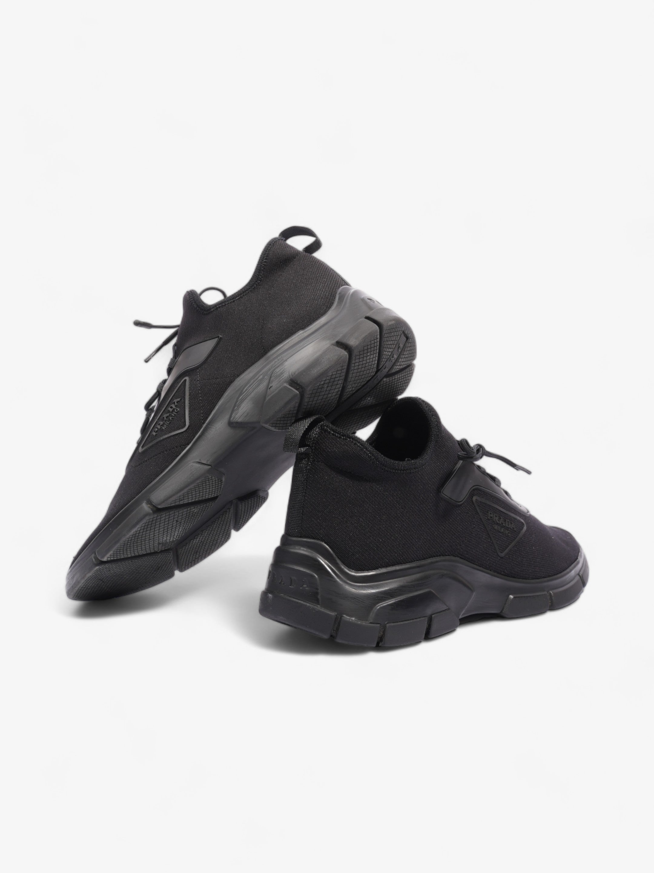 Prada Logo Running Sneakers Black Knit EU 40 UK 6