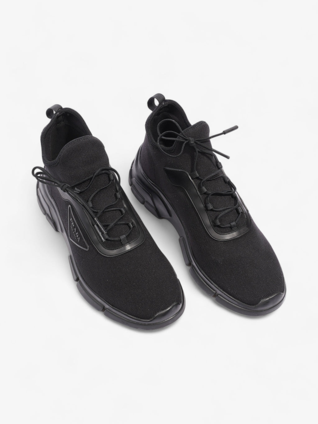 Prada Logo Running Sneakers Black Knit EU 40 UK 6