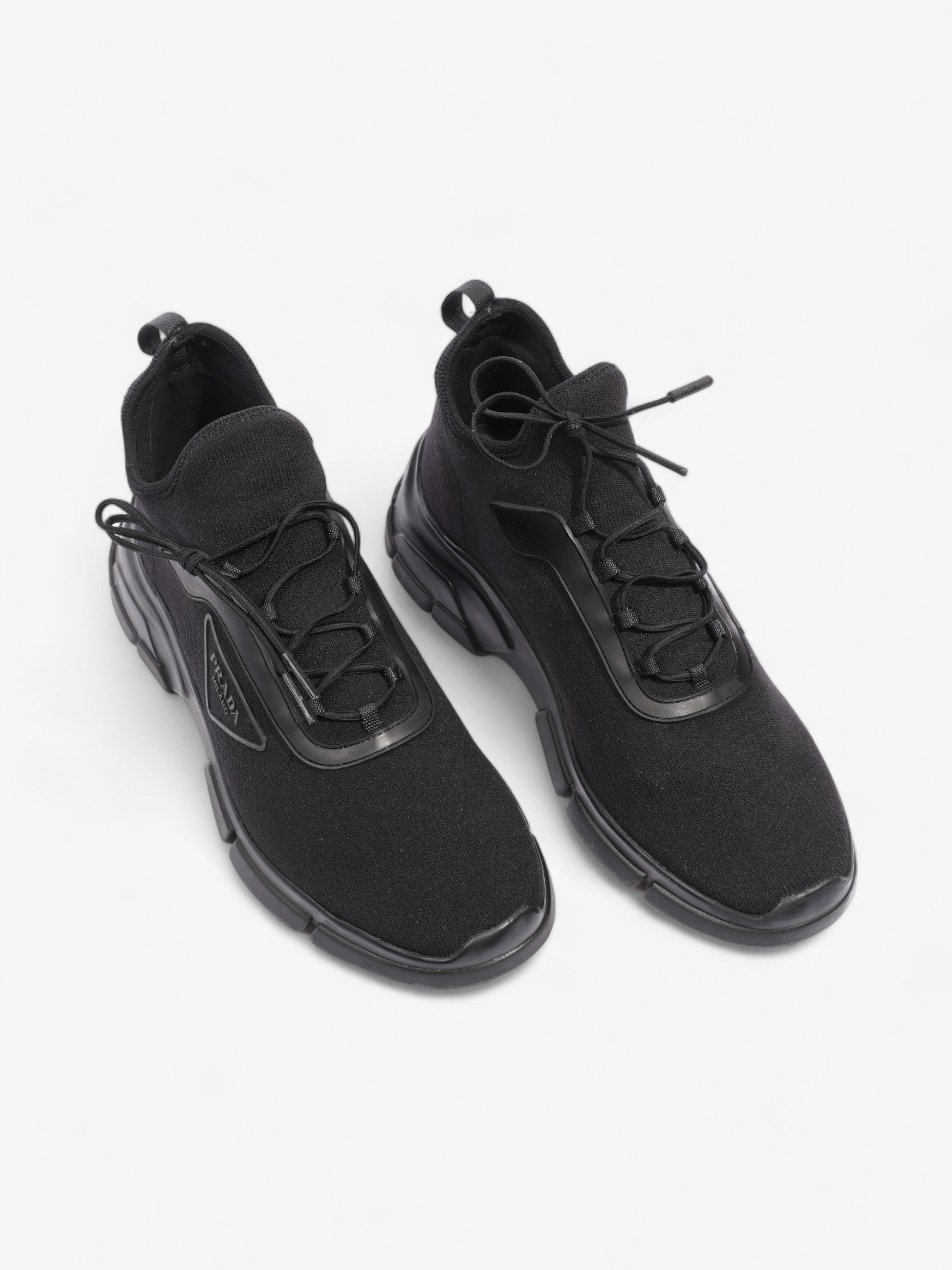 Prada Logo Running Sneakers Black Knit EU 40 UK 6