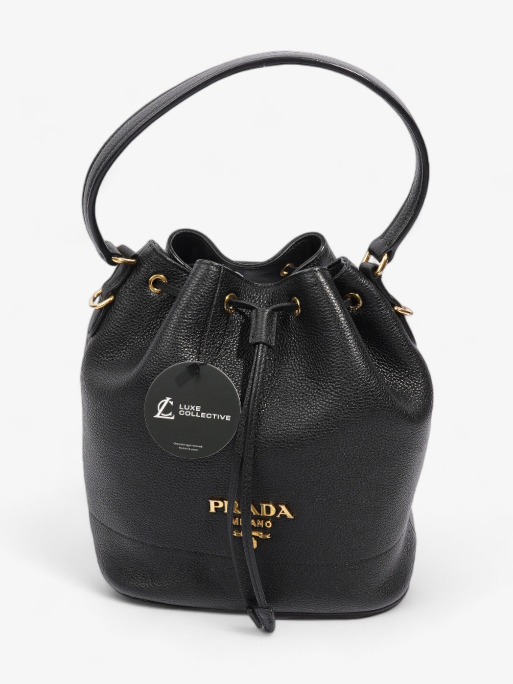 Prada Small Drawstring Black Leather
