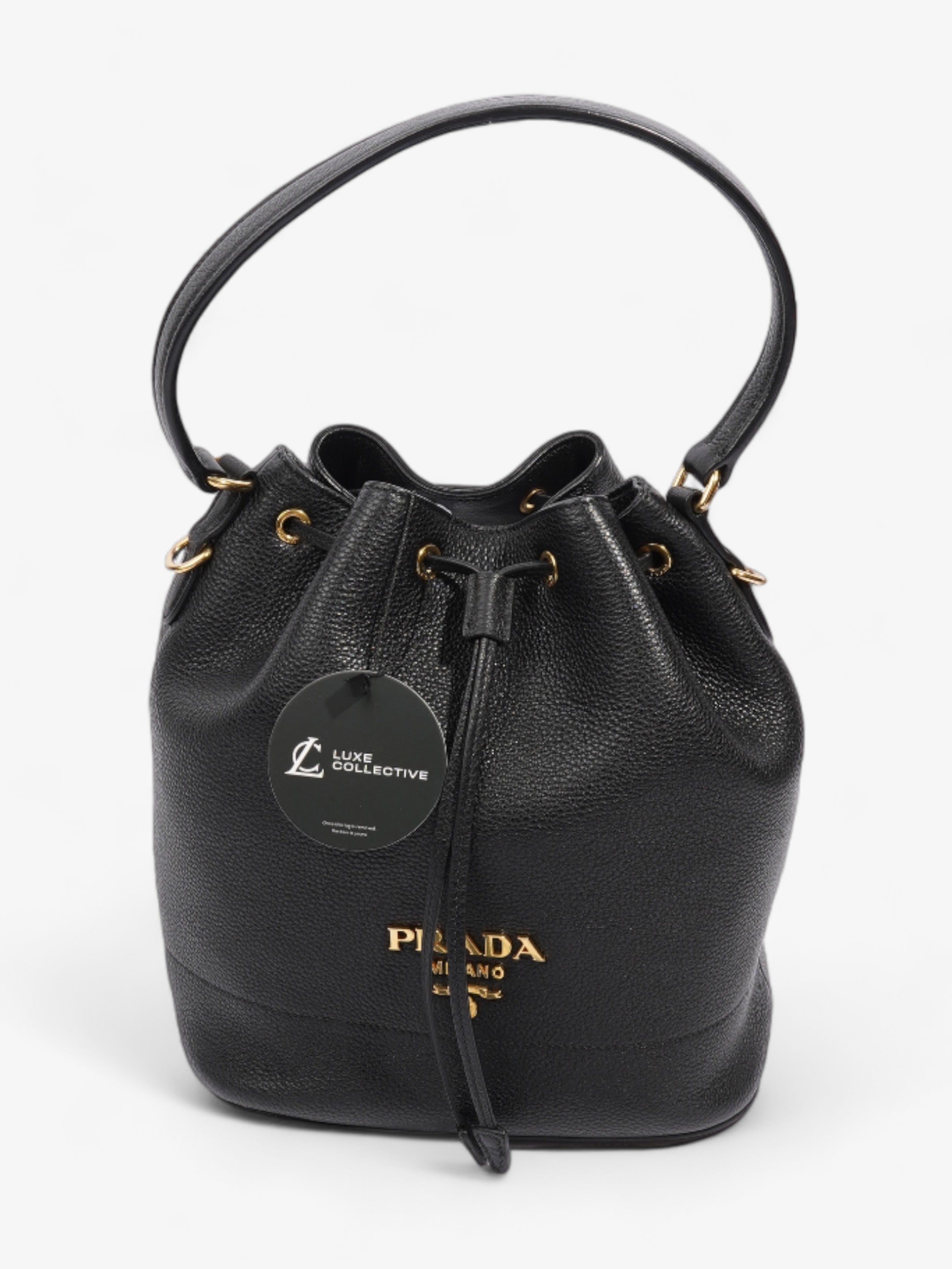Prada Small Drawstring Black Leather