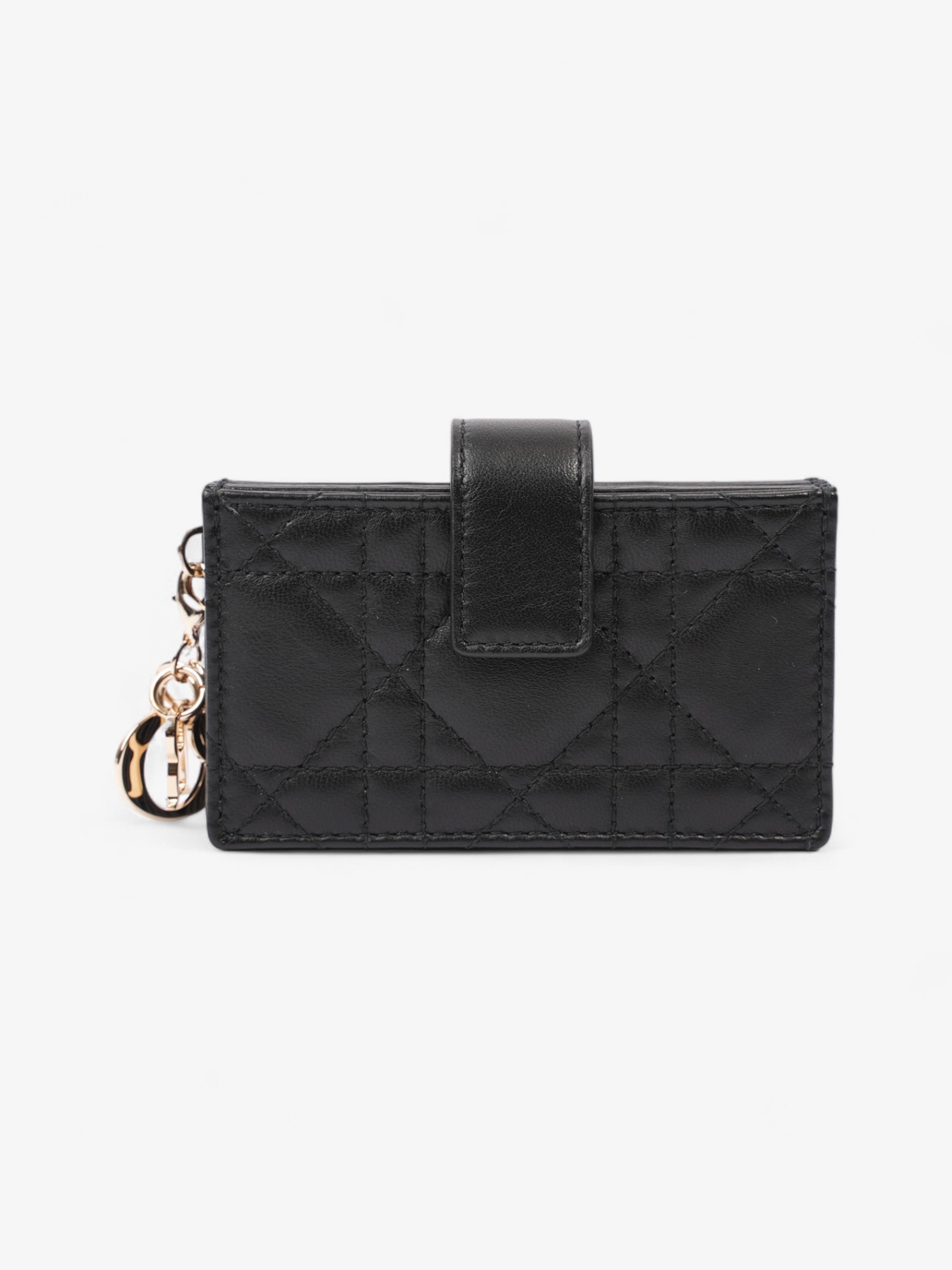 Christian Dior Lady Dior Jasmine Card Holder Black Lambskin Leather