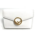 FENDI Trifold wallet 8M0395 leather white logo mini compact wallet Women Used