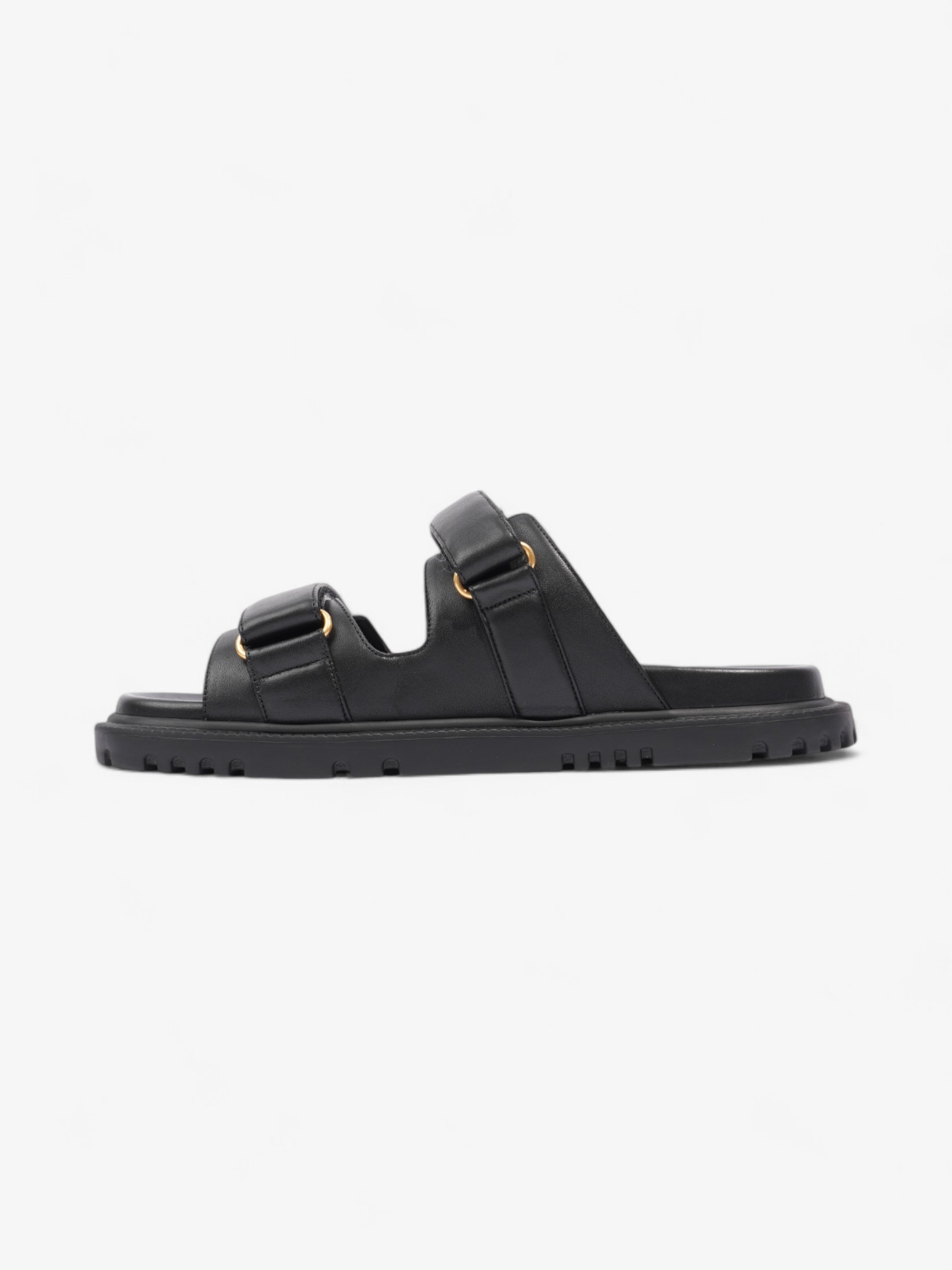Christian Dior Dioract Sandals Black / Gold Leather EU 41 UK 8