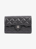 Chanel Classic Flap Wallet Black / Silver Caviar Leather Medium
