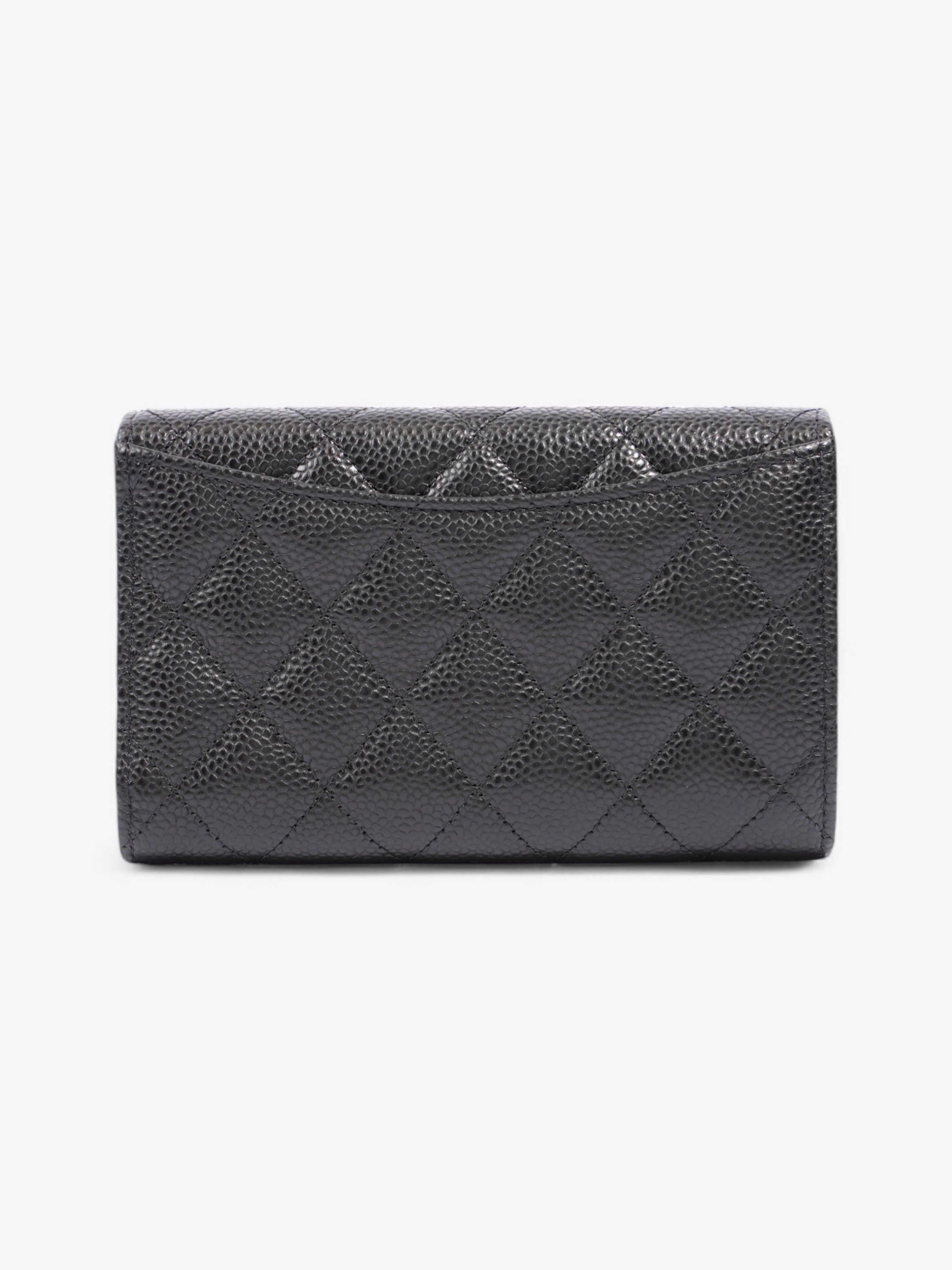 Chanel Classic Flap Wallet Black / Silver Caviar Leather Medium