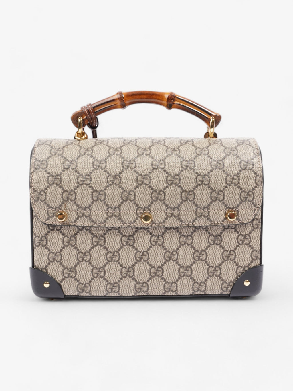 Gucci Bamboo Padlock Bag GG Supreme / Black / Brown Coated Canvas