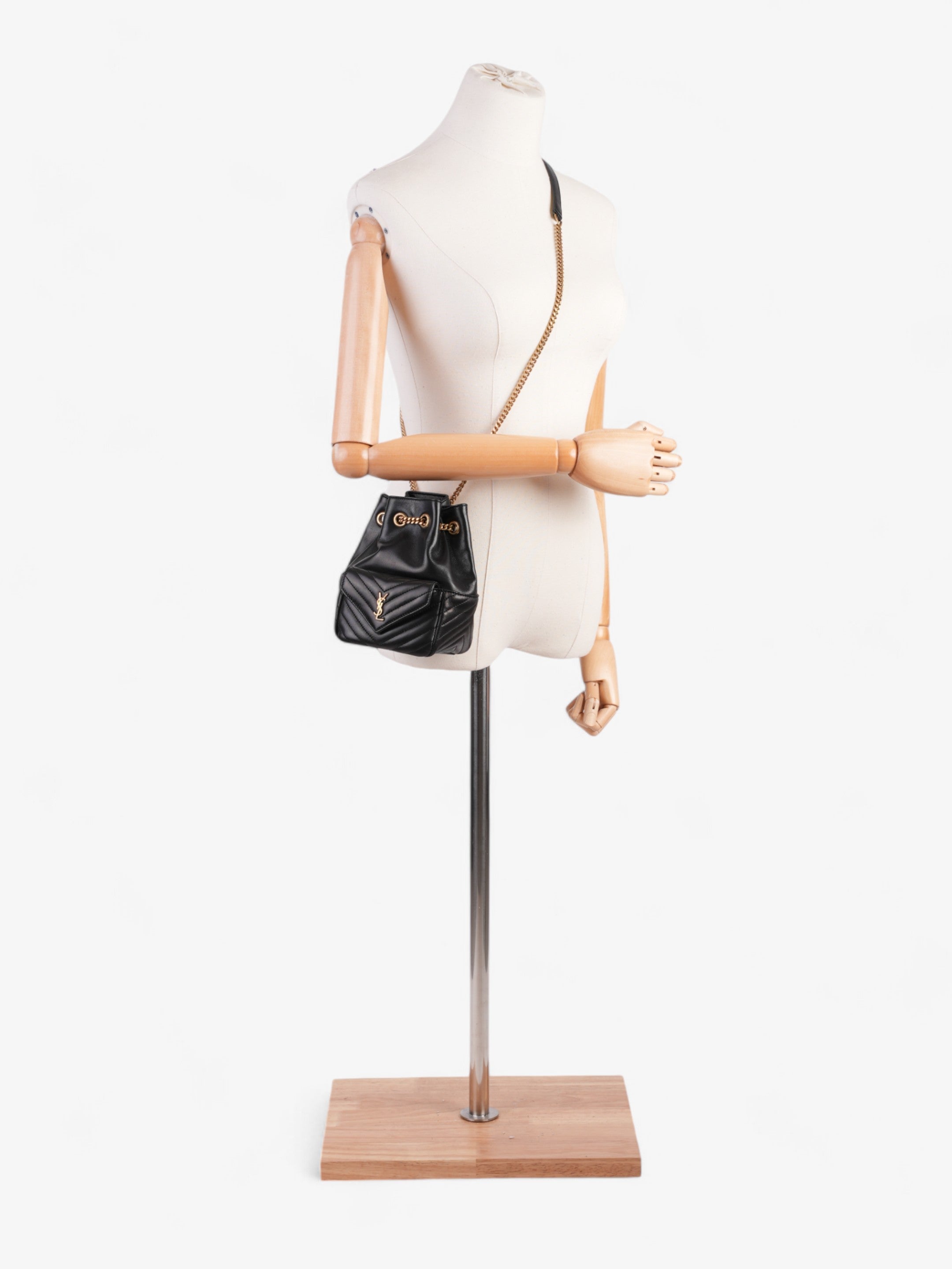 Saint Laurent Monogram Bucket Bag Black Matelasse Leather Mini