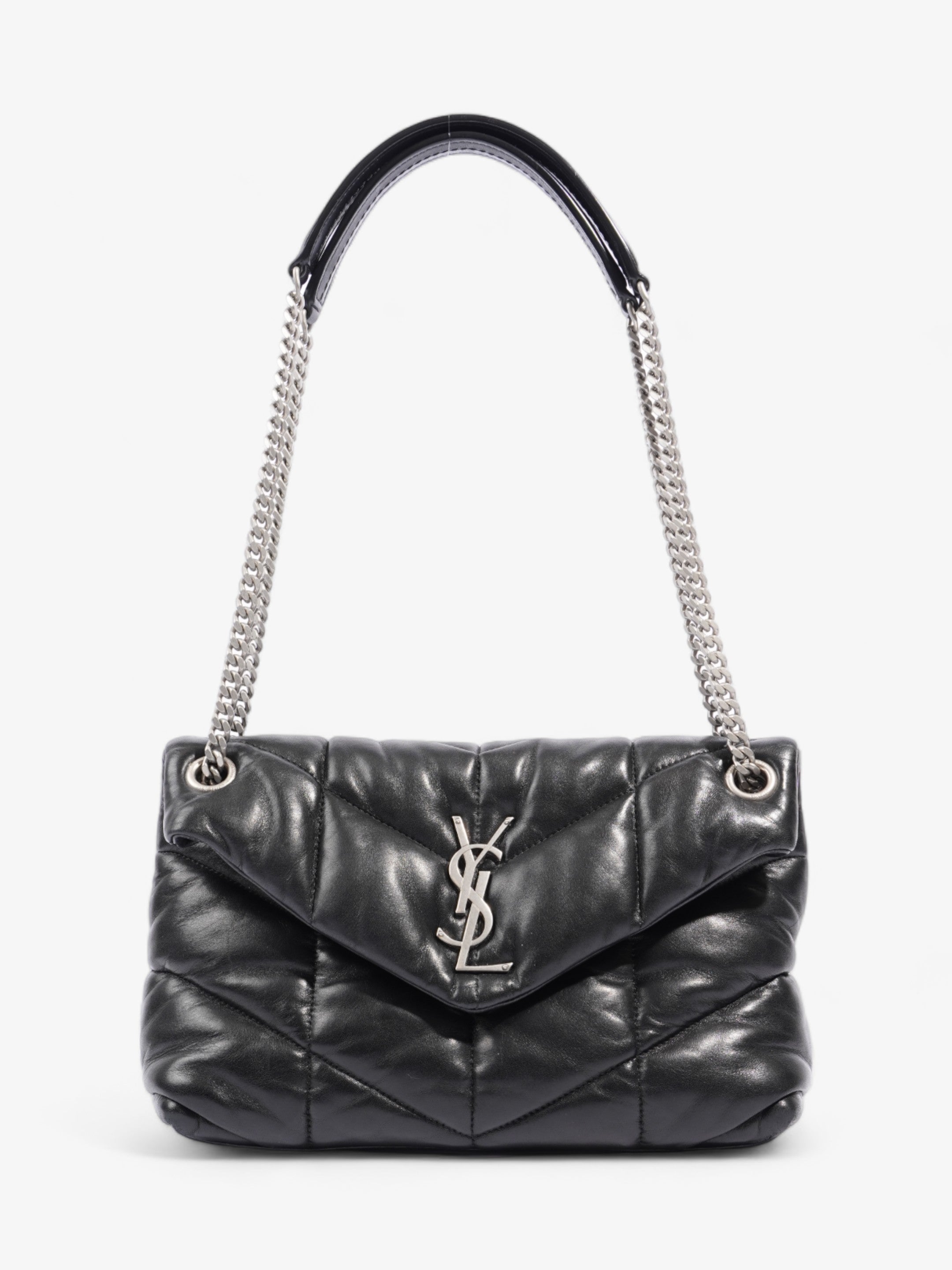 Saint Laurent Lou Lou Puffer Black Lambskin Leather Small