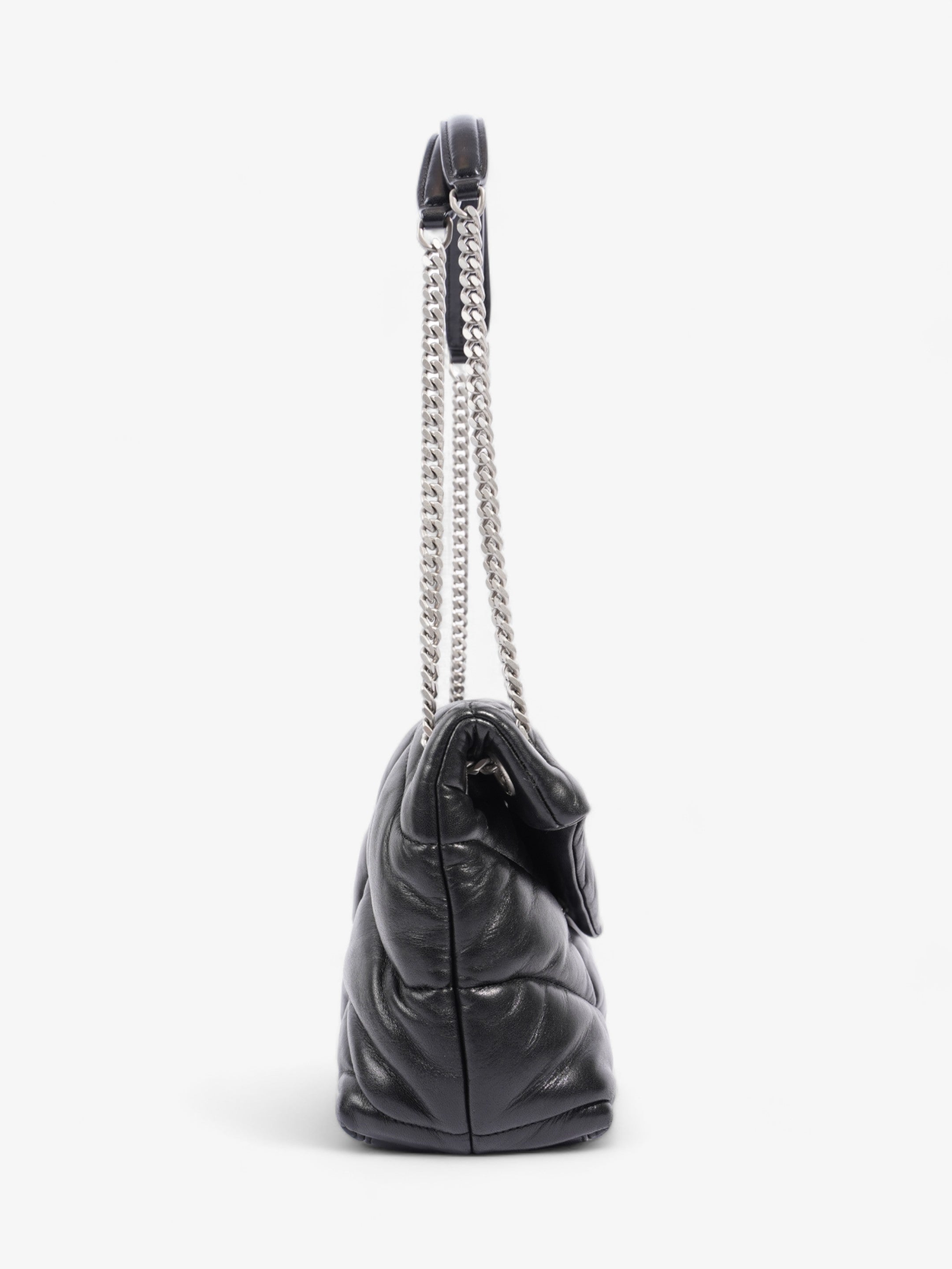 Saint Laurent Lou Lou Puffer Black Lambskin Leather Small