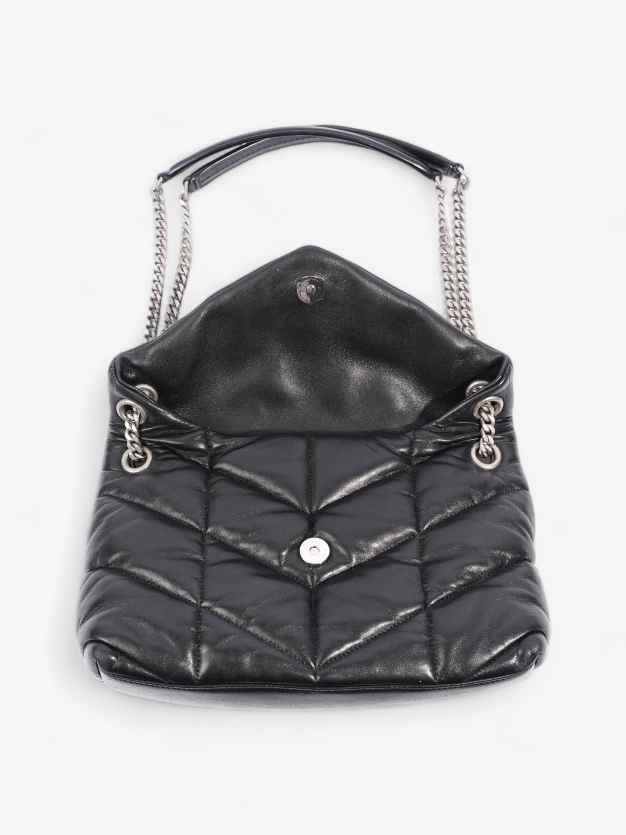 Saint Laurent Lou Lou Puffer Black Lambskin Leather Small