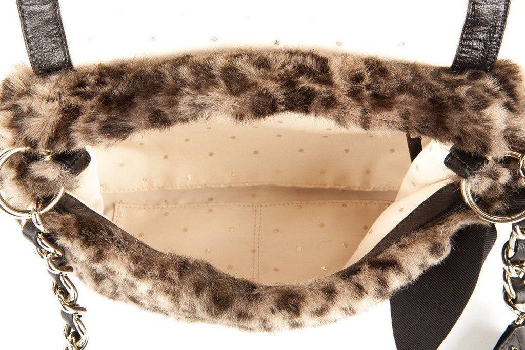 Kate Spade Gray Leopard and Black Leather Shoulder Bag