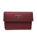 PRADA Trifold wallet Nylon, Saffiano Leather wine-red Triangle logo mens Used