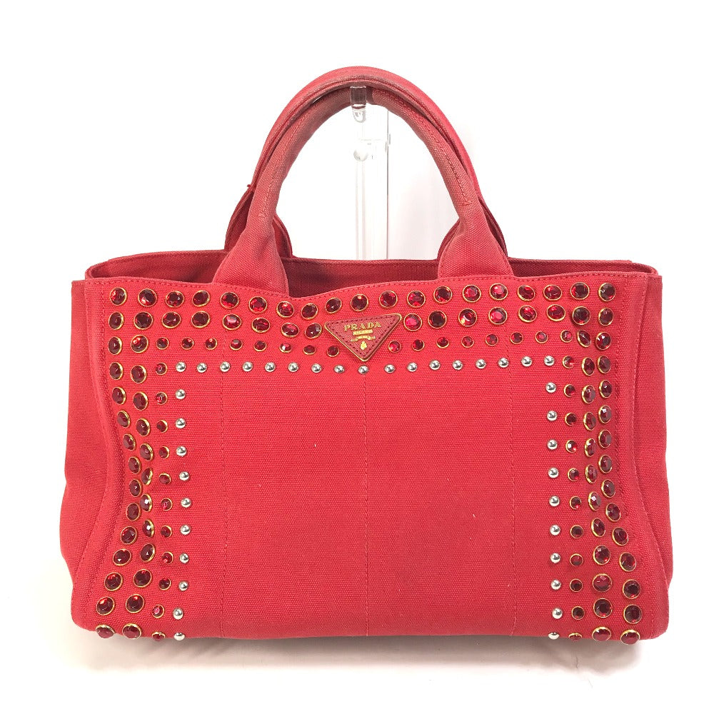 PRADA Tote Bag canvas Red Triangle logo plate Canapa GM Bijou