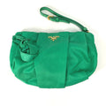 PRADA Clutch bag Nylon green Cosmetics Pouch logo Women Used