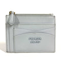 PRADA Coin case saffiano leather blue logo Women Used