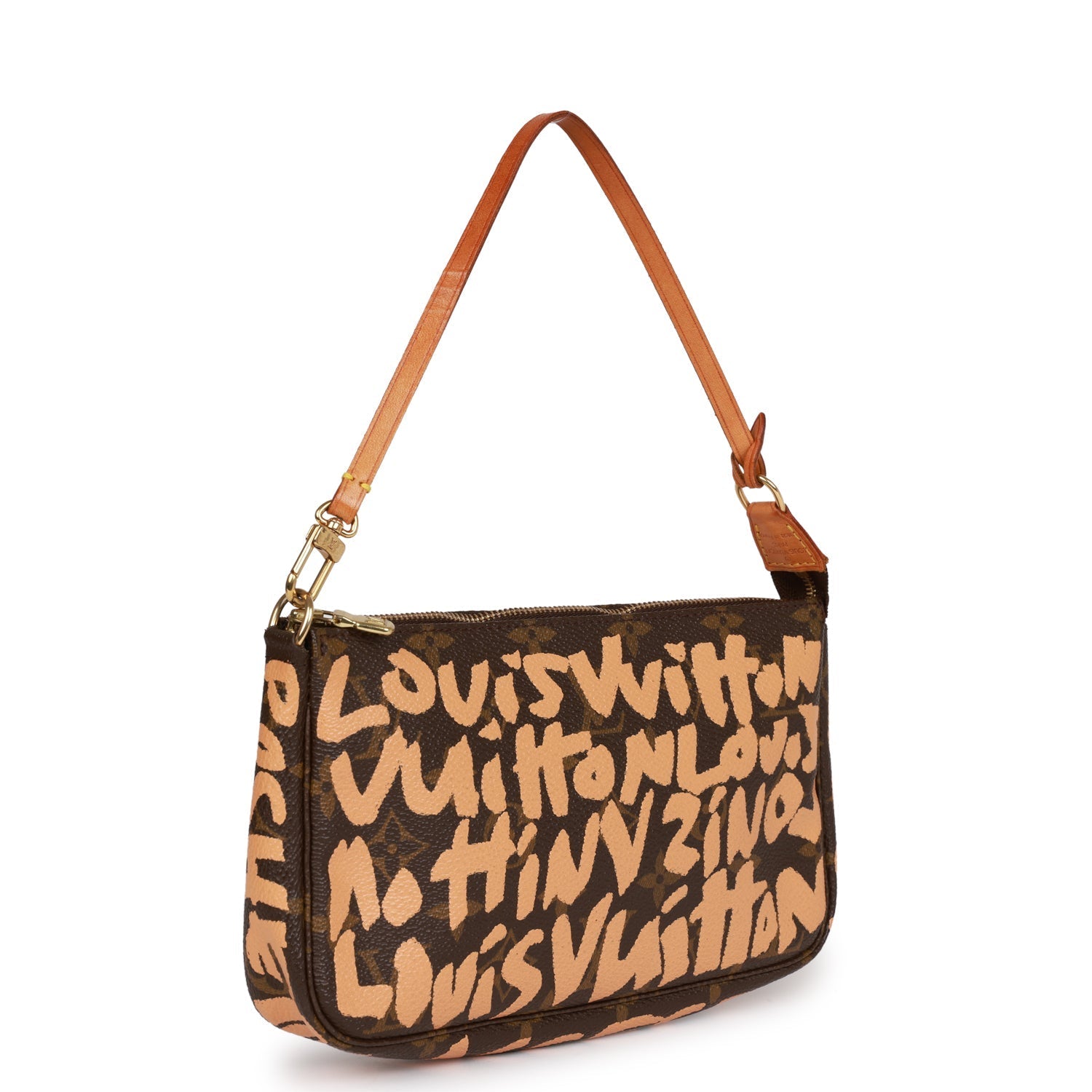 Louis Vuitton Vintage x Stephen Sprouse Peach Graffiti Pochette Bag Gold Hardware