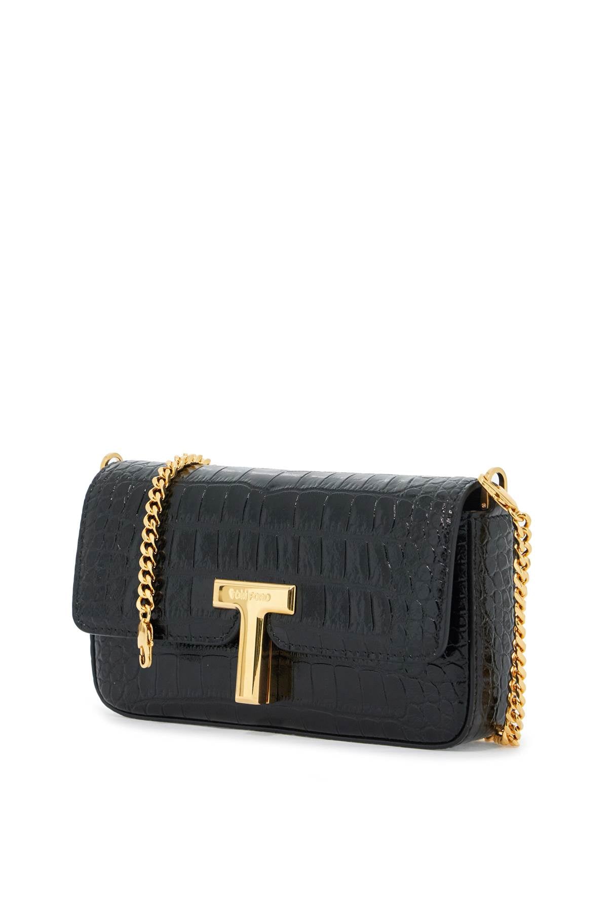 MINI WALLIS CROCODILE PRINT LEATHER BAG.