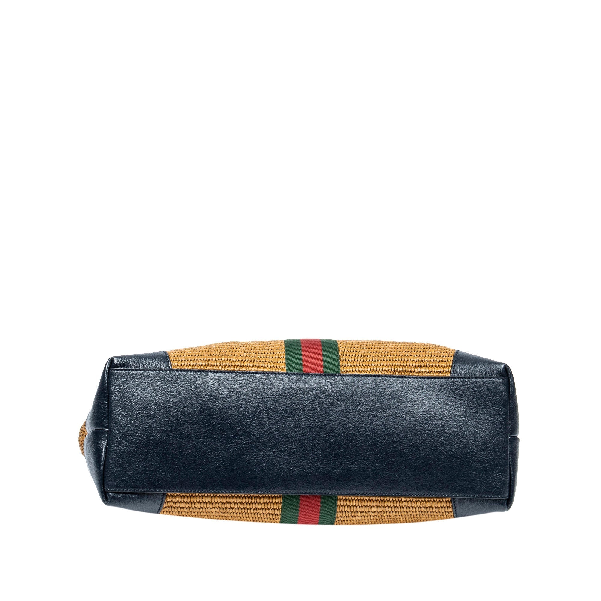 Gold Gucci Medium Raffia Ophidia Tote Bag