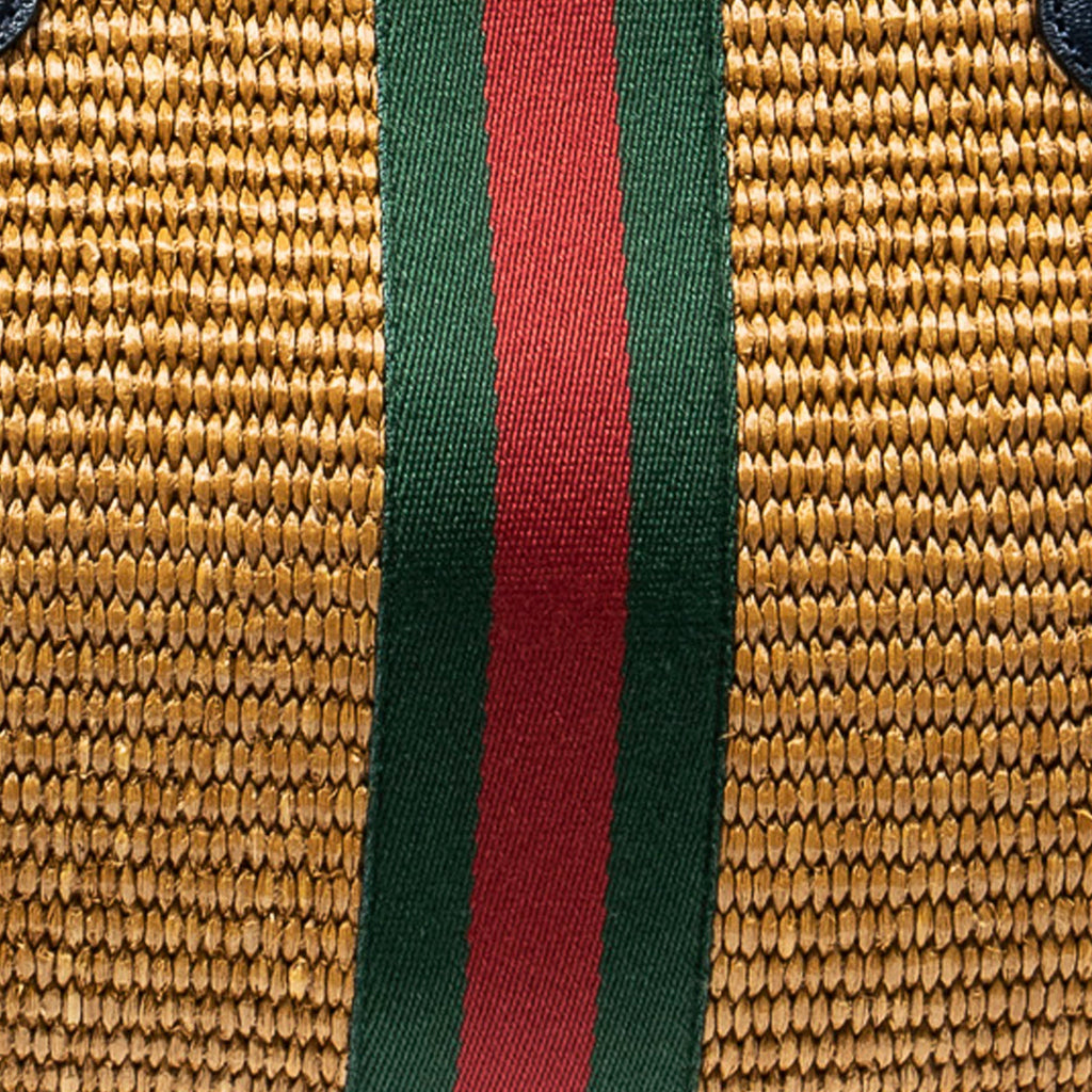Gold Gucci Medium Raffia Ophidia Tote Bag