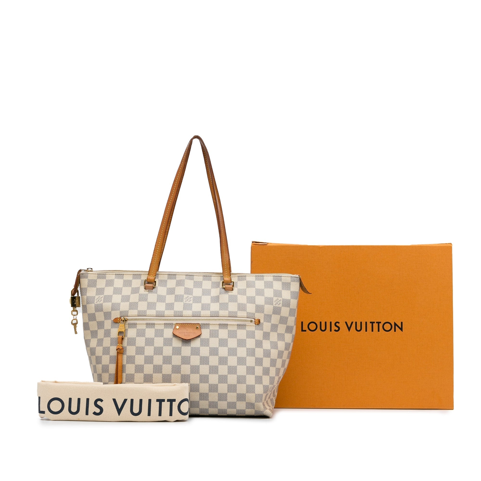 White Louis Vuitton Damier Azur Iena MM Tote Bag