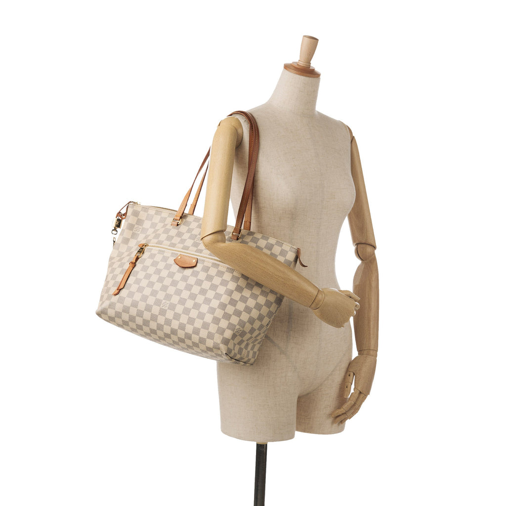 White Louis Vuitton Damier Azur Iena MM Tote Bag