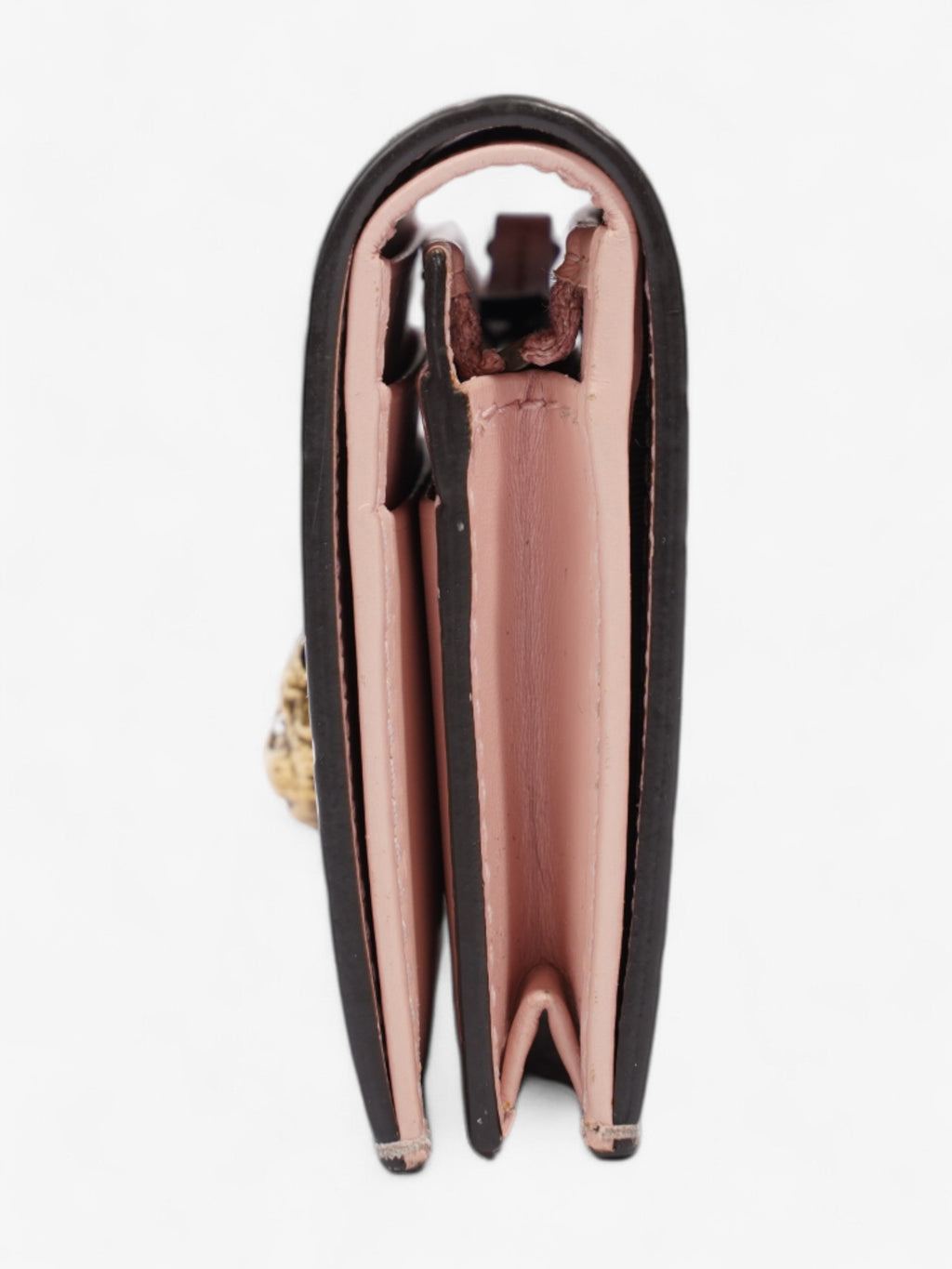 Gucci Guccissima Signature Crystal Cat Card Case Wallet Light Candy Pink Calfskin Leather