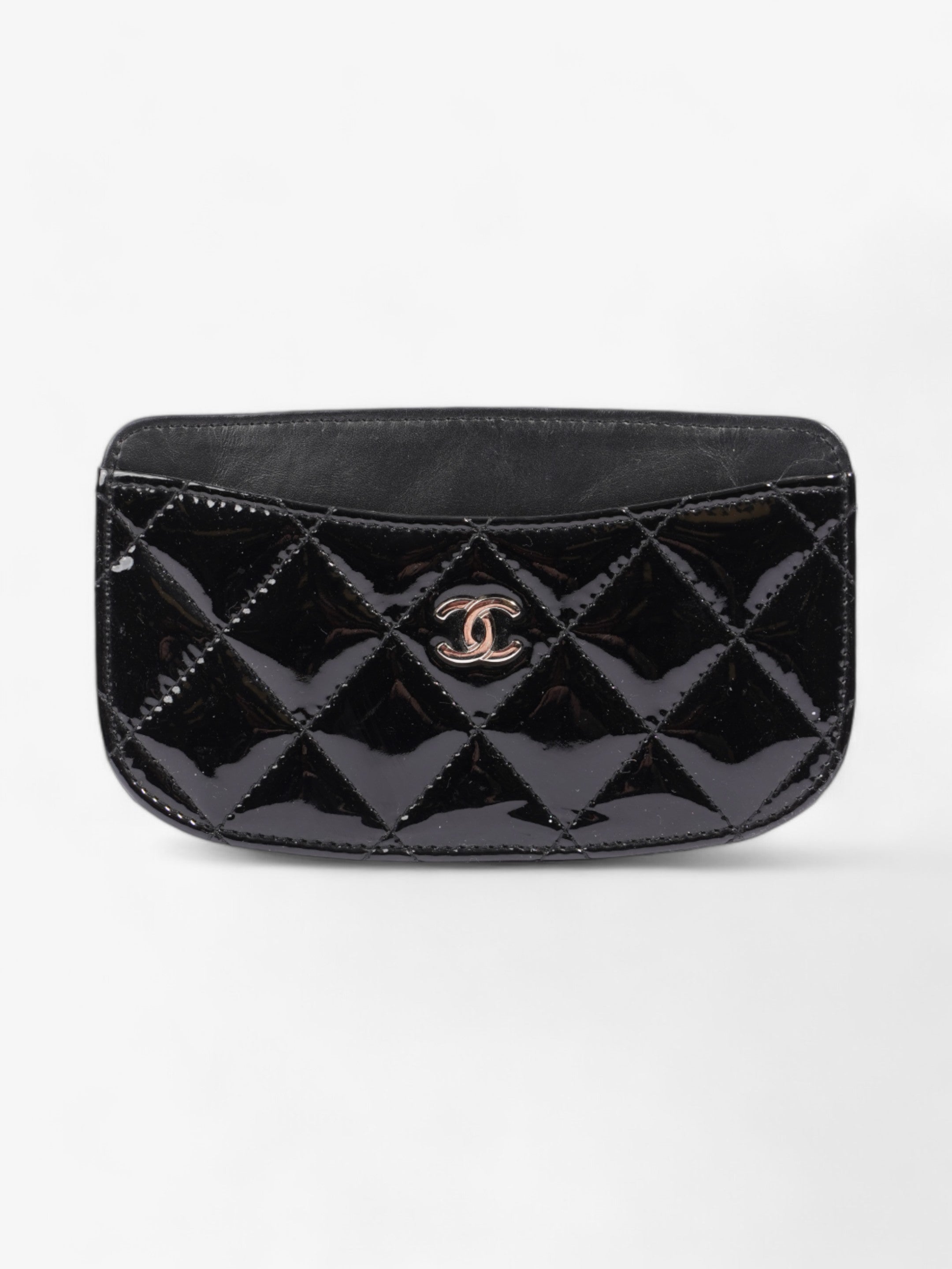 Chanel CC Card Holder Black Patent Leather