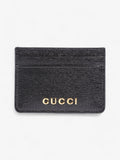Gucci Logo Card Holder Black / Gold Leather