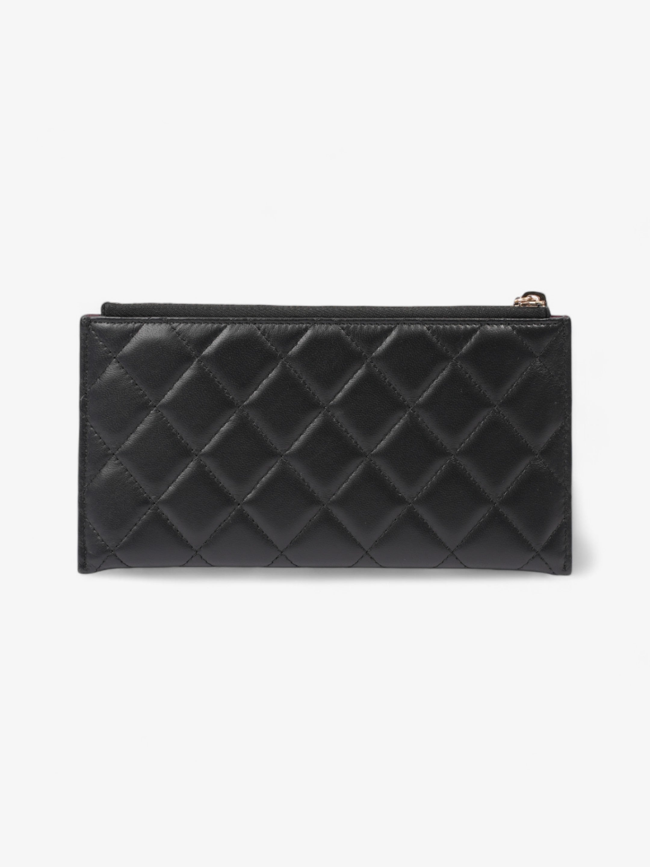 Chanel Zip Wallet Black Lambskin Leather