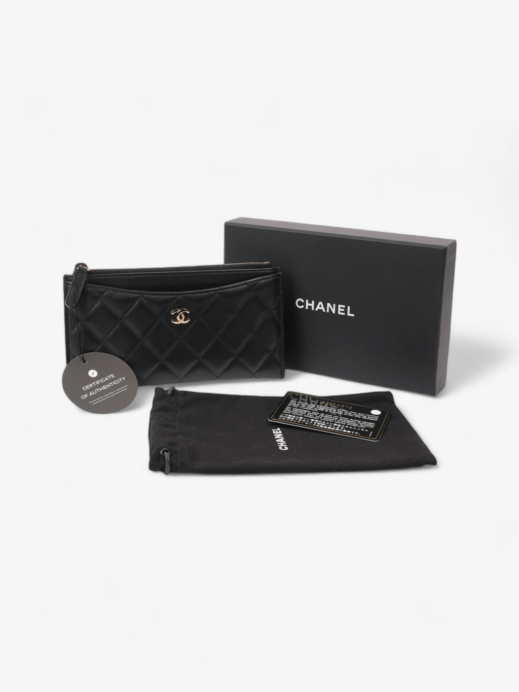 Chanel Zip Wallet Black Lambskin Leather