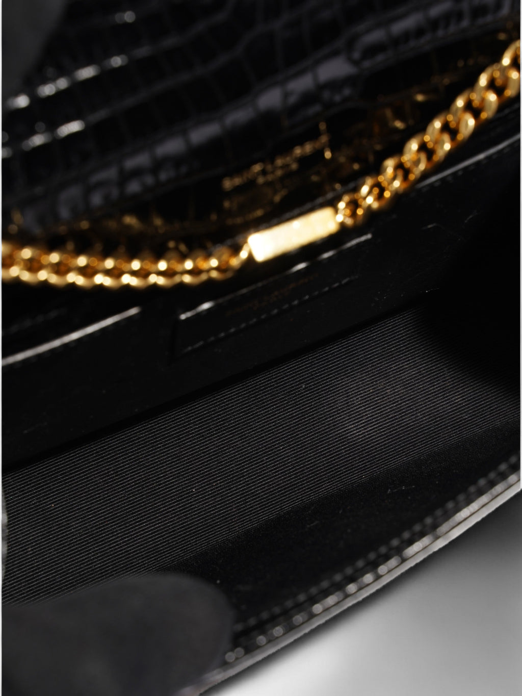 Saint Laurent Kate Tassle Bag Black Embossed Leather Small
