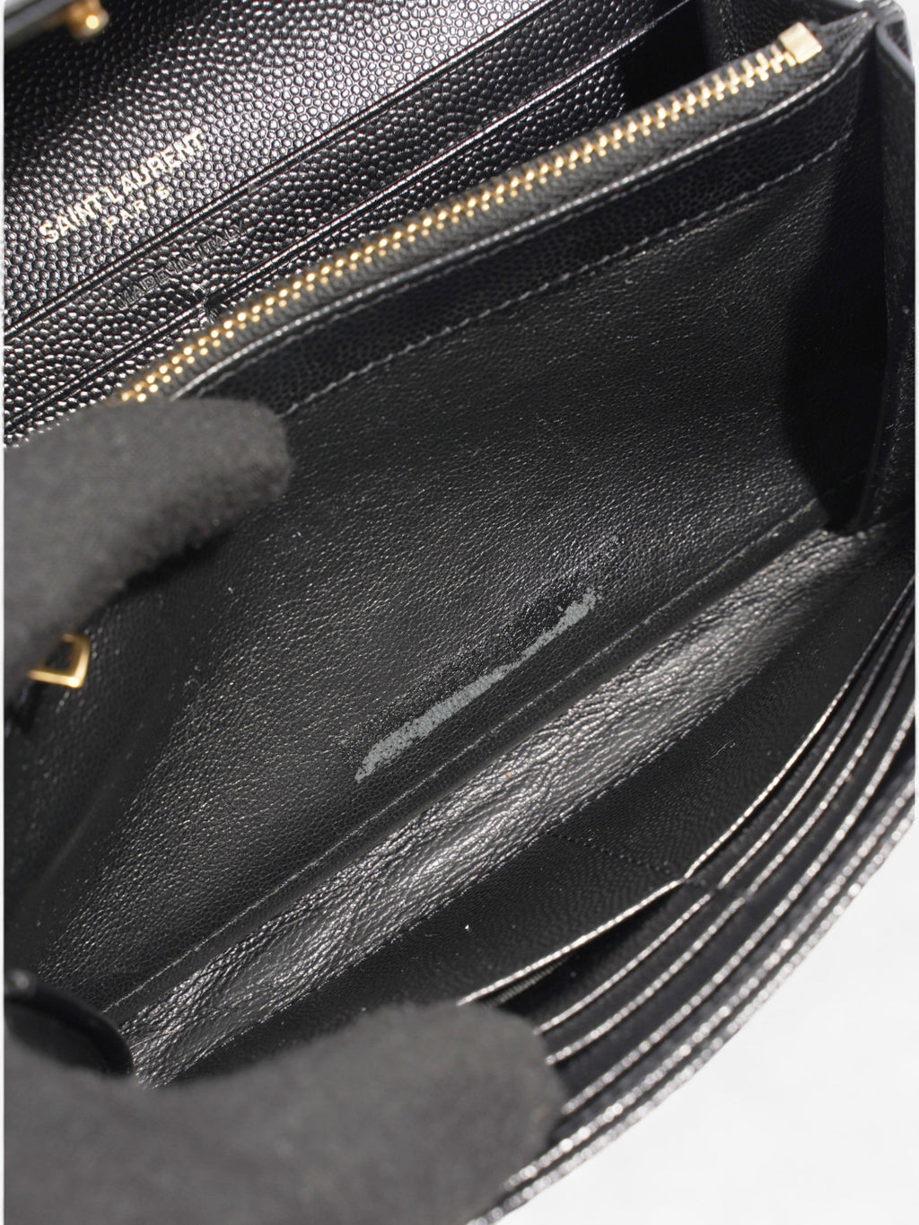 Saint Laurent Envelope Wallet Black Grained Leather