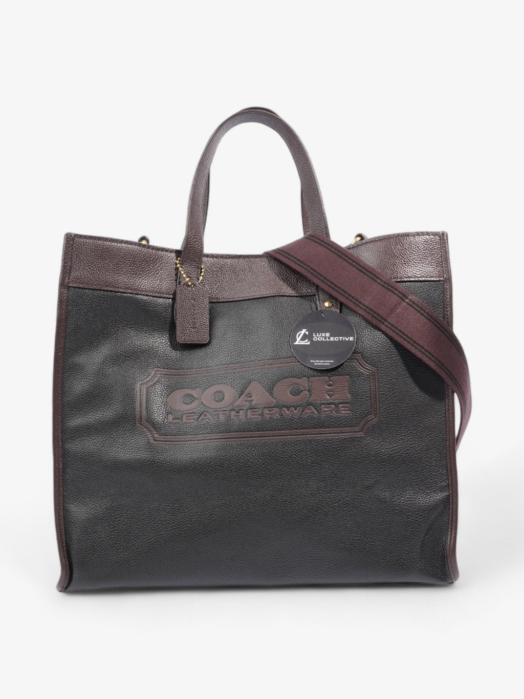 Coach Field Tote Black / Oxblood Leather 40