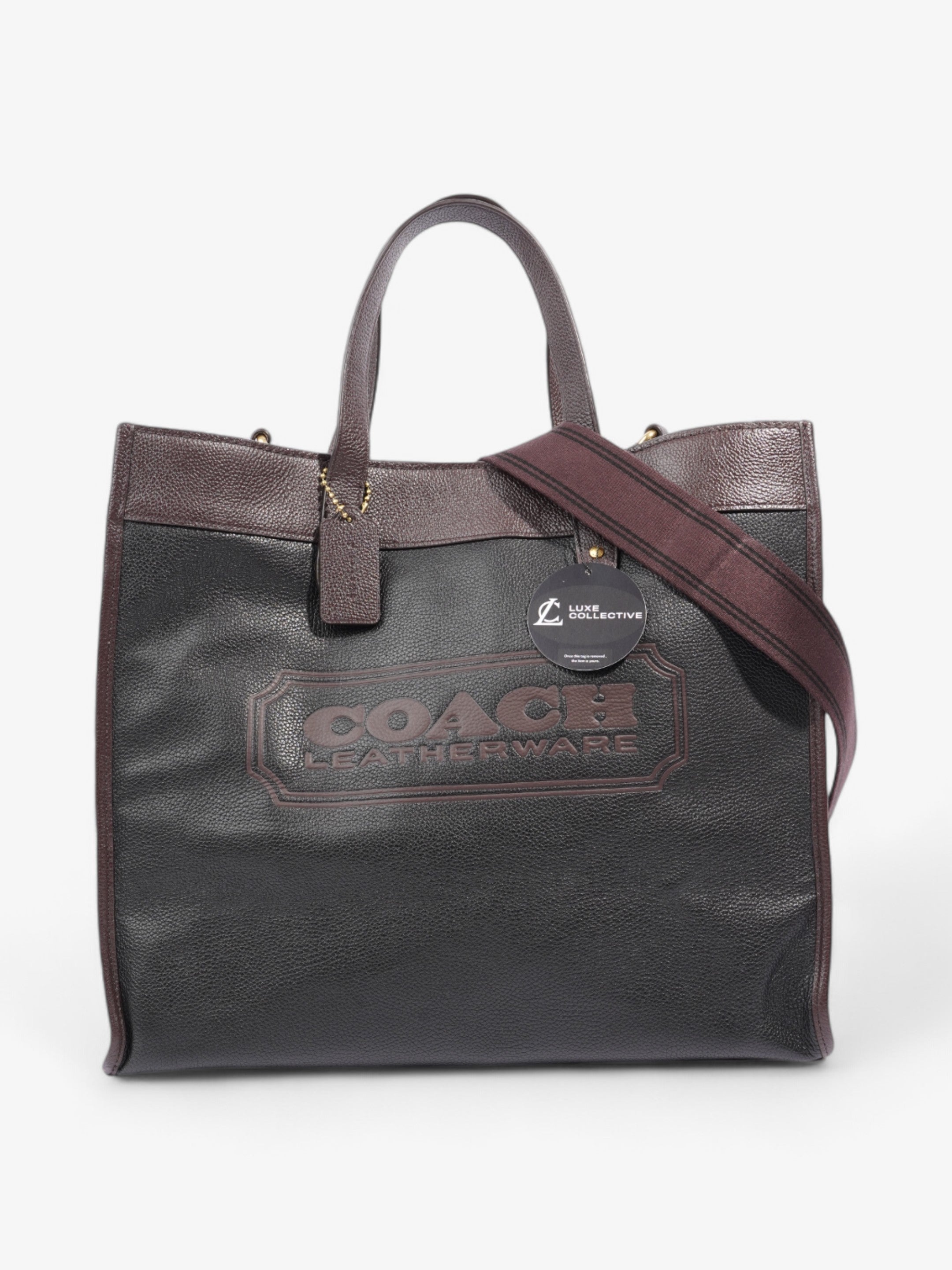 Coach Field Tote Black / Oxblood Leather 40