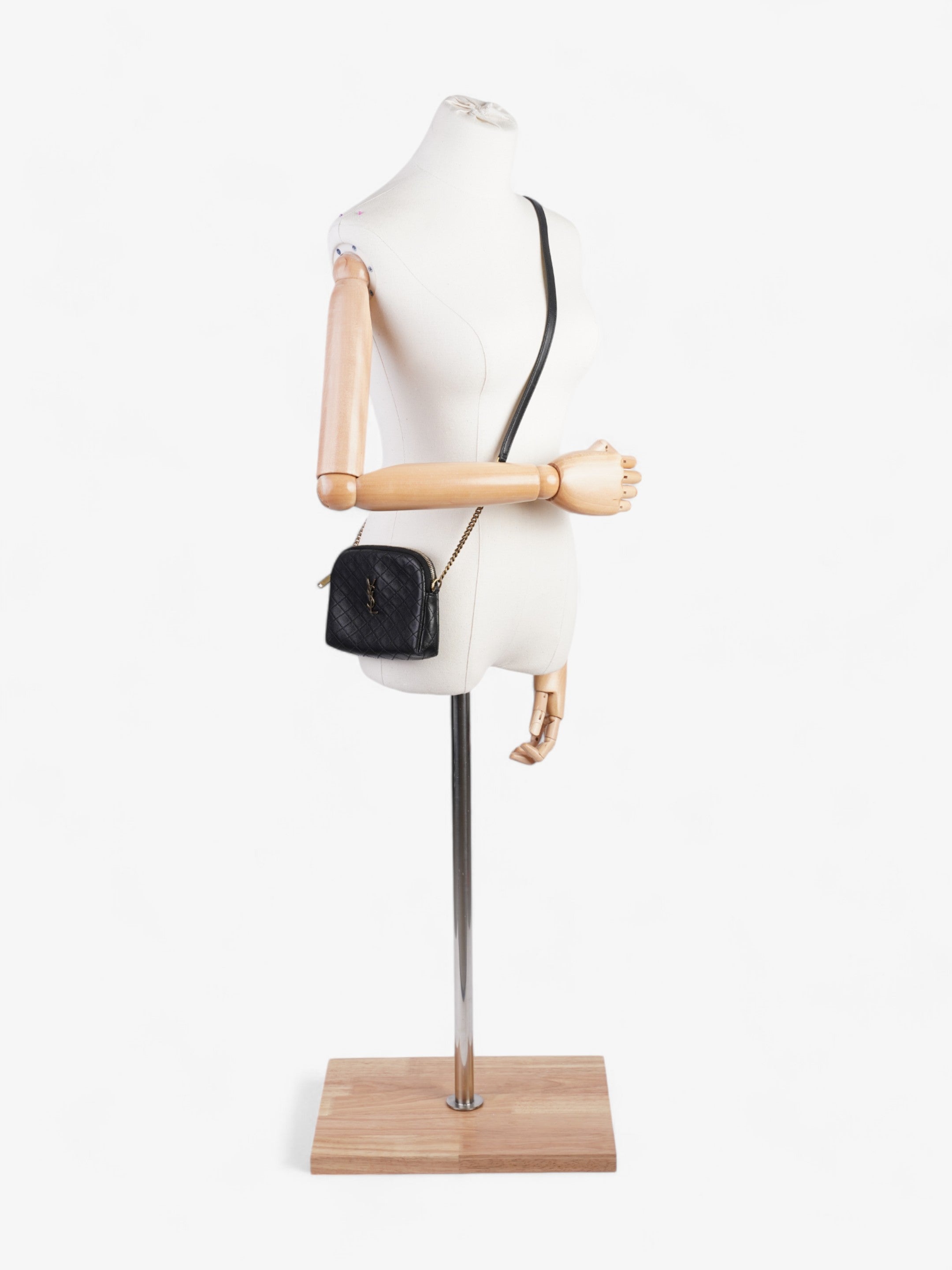 Saint Laurent Gaby Black Matelasse Leather Mini