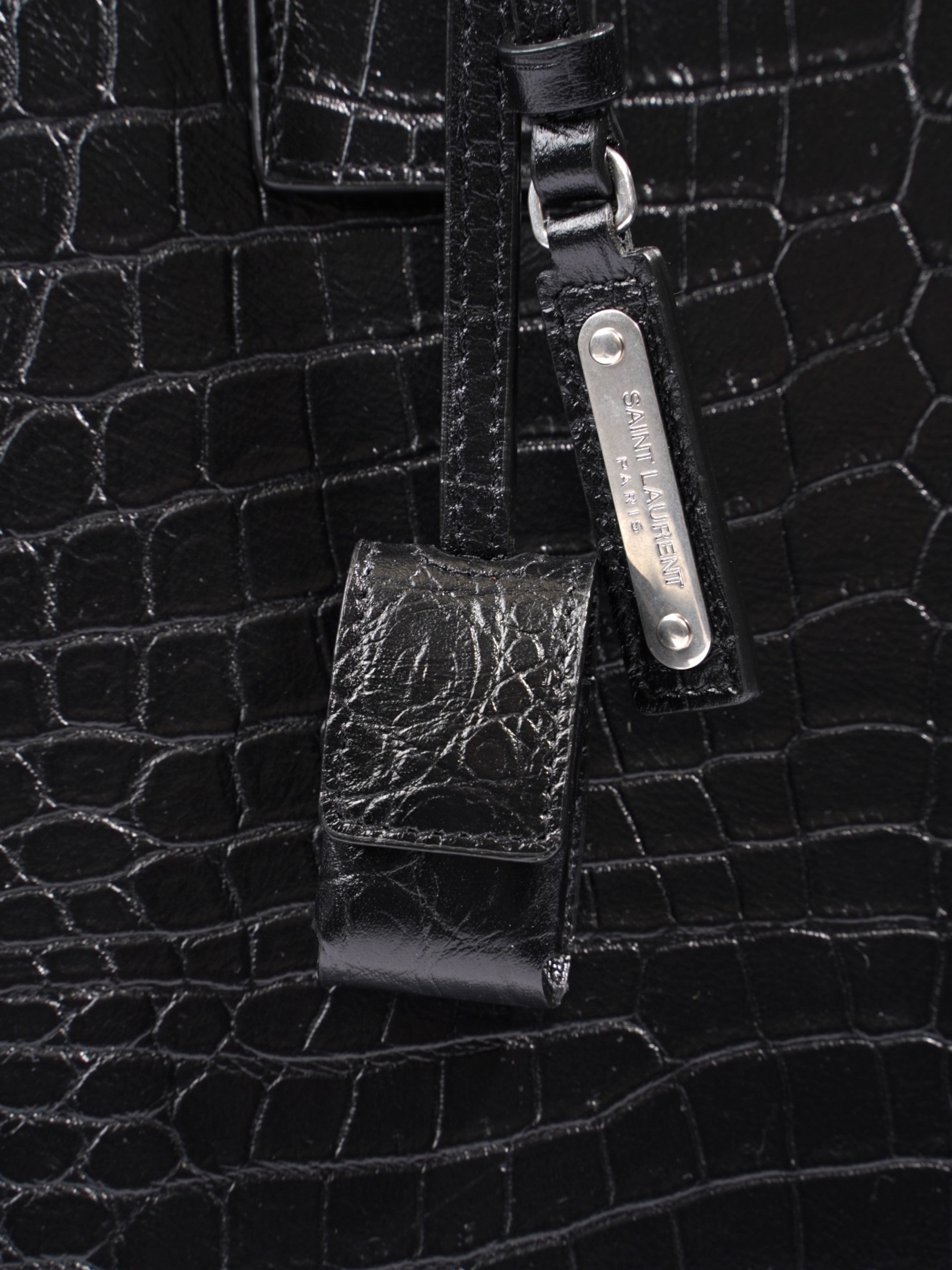 Saint Laurent Sac De Jour Black Embossed Leather North/South