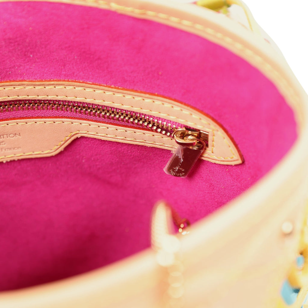 Louis Vuitton Vintage White Multicolor Fringe Bucket Bag
