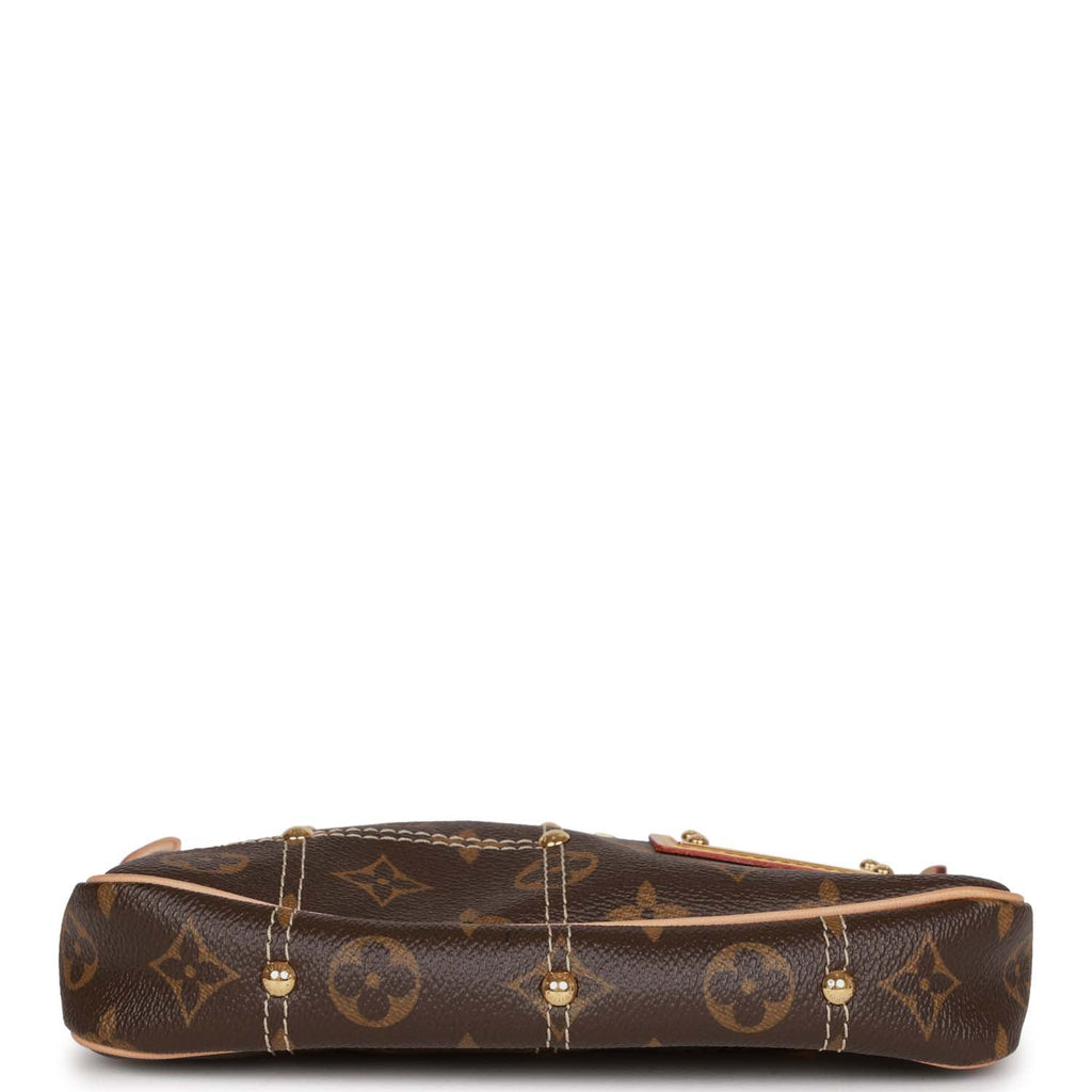 Louis Vuitton Brown Monogram Riveting Pochette Gold Hardware