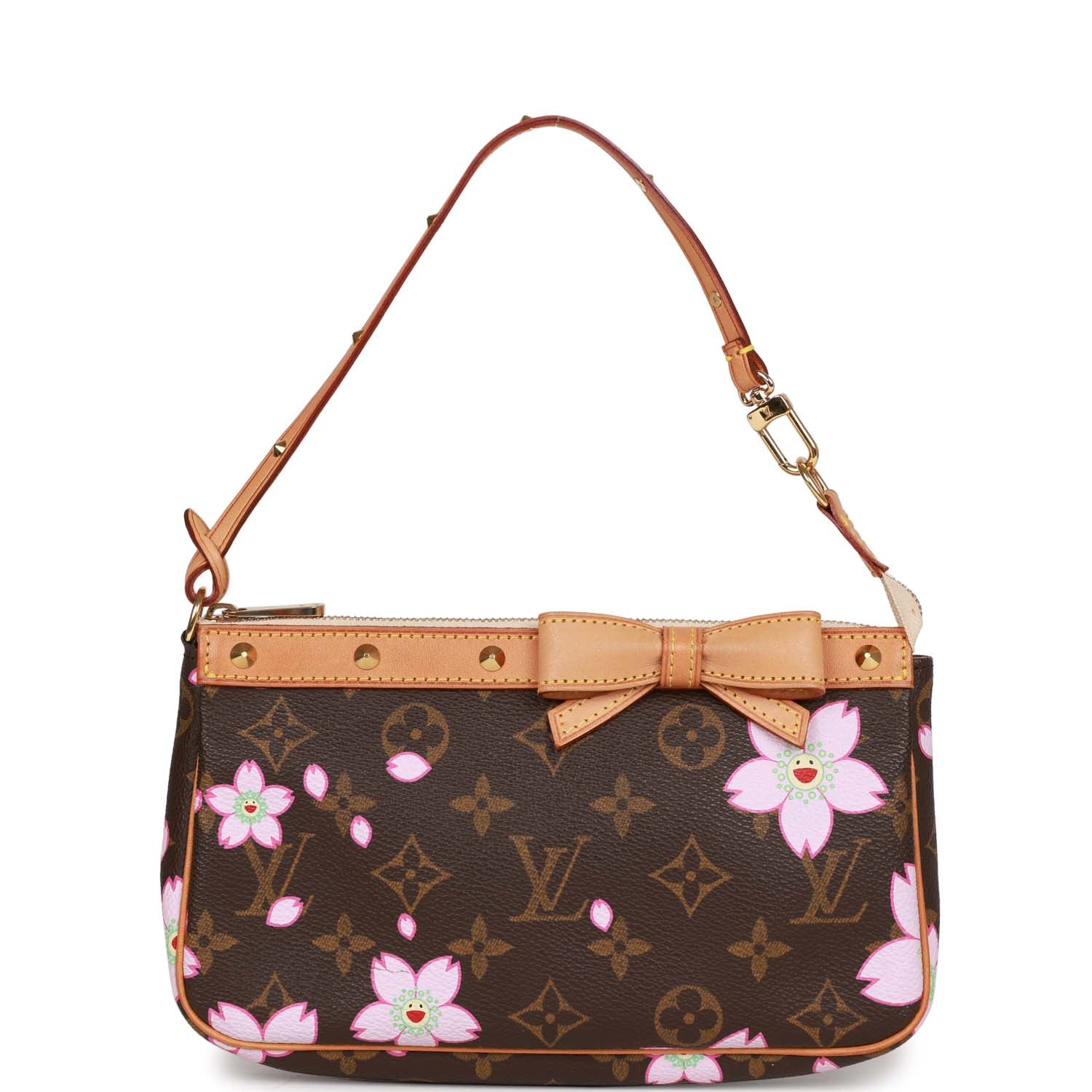 Louis Vuitton Vintage x Takashi Murakami Monogram Cherry Blossom Pochette Gold Hardware