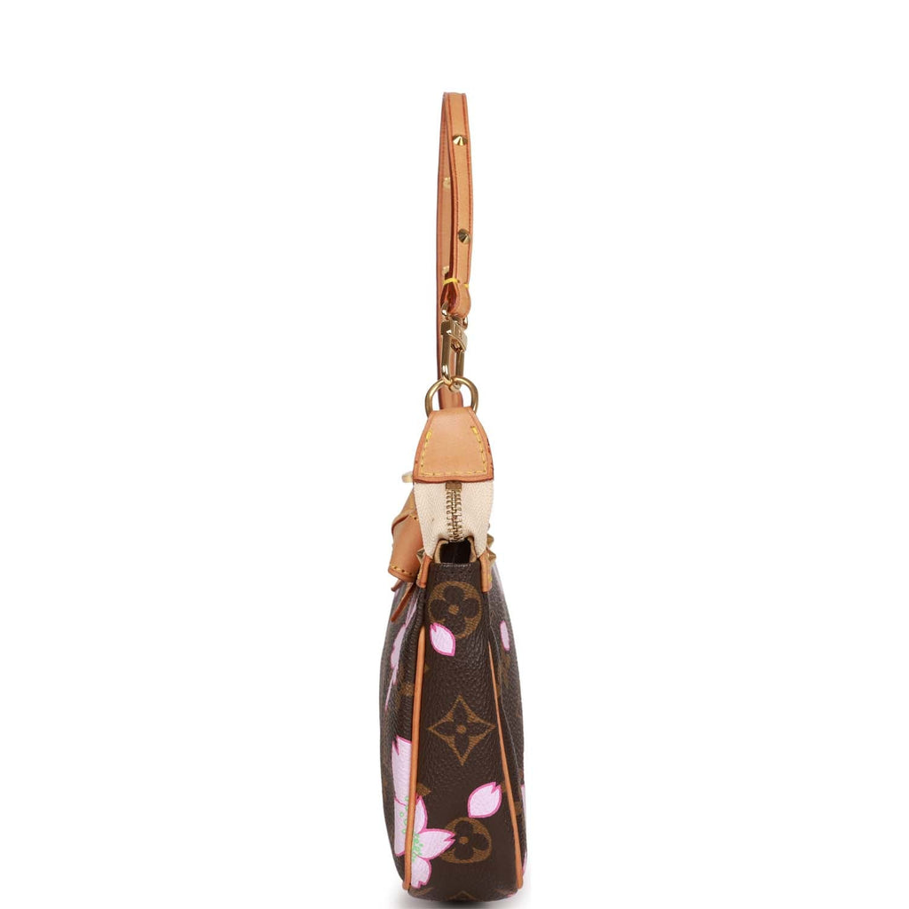 Louis Vuitton Vintage x Takashi Murakami Monogram Cherry Blossom Pochette Gold Hardware