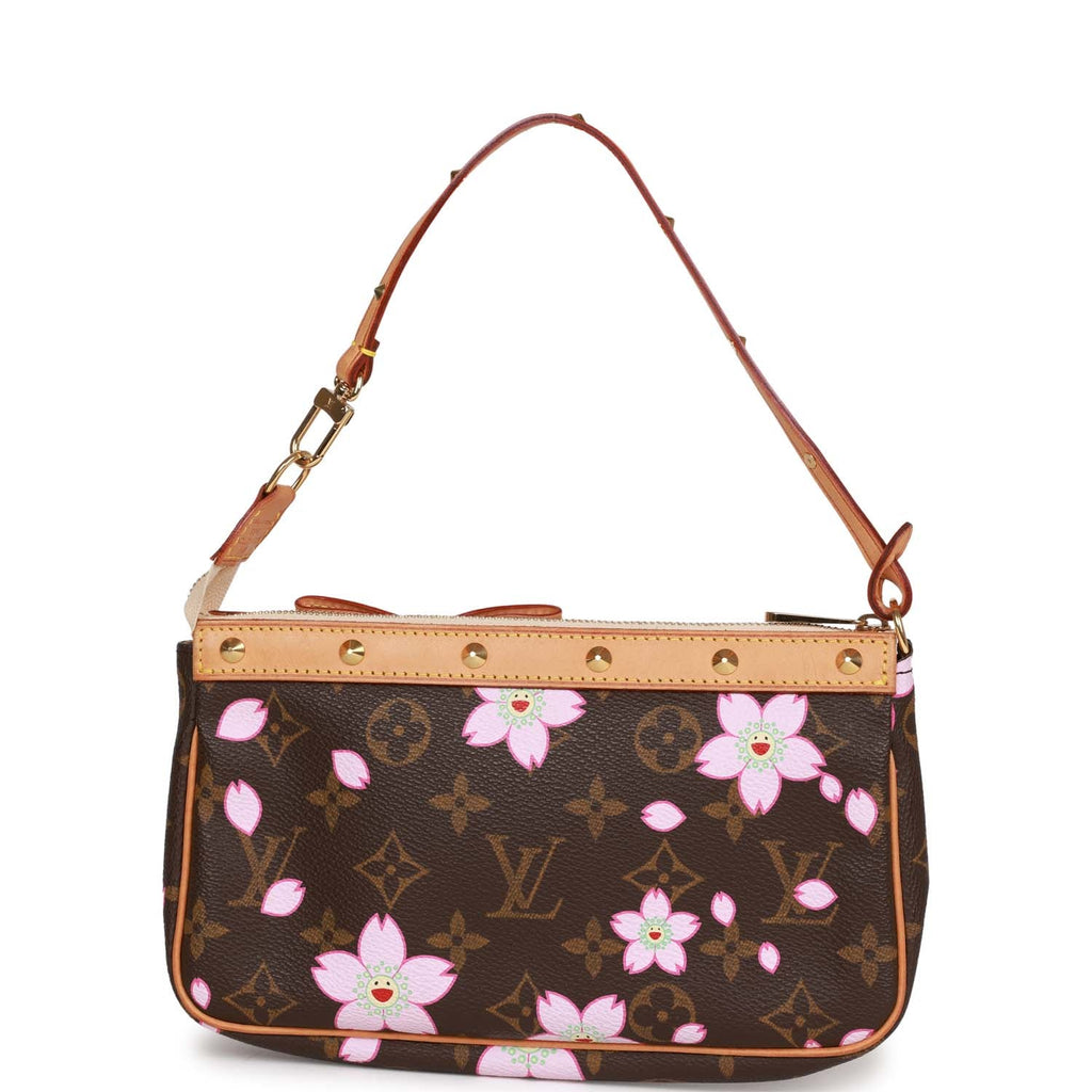 Louis Vuitton Vintage x Takashi Murakami Monogram Cherry Blossom Pochette Gold Hardware