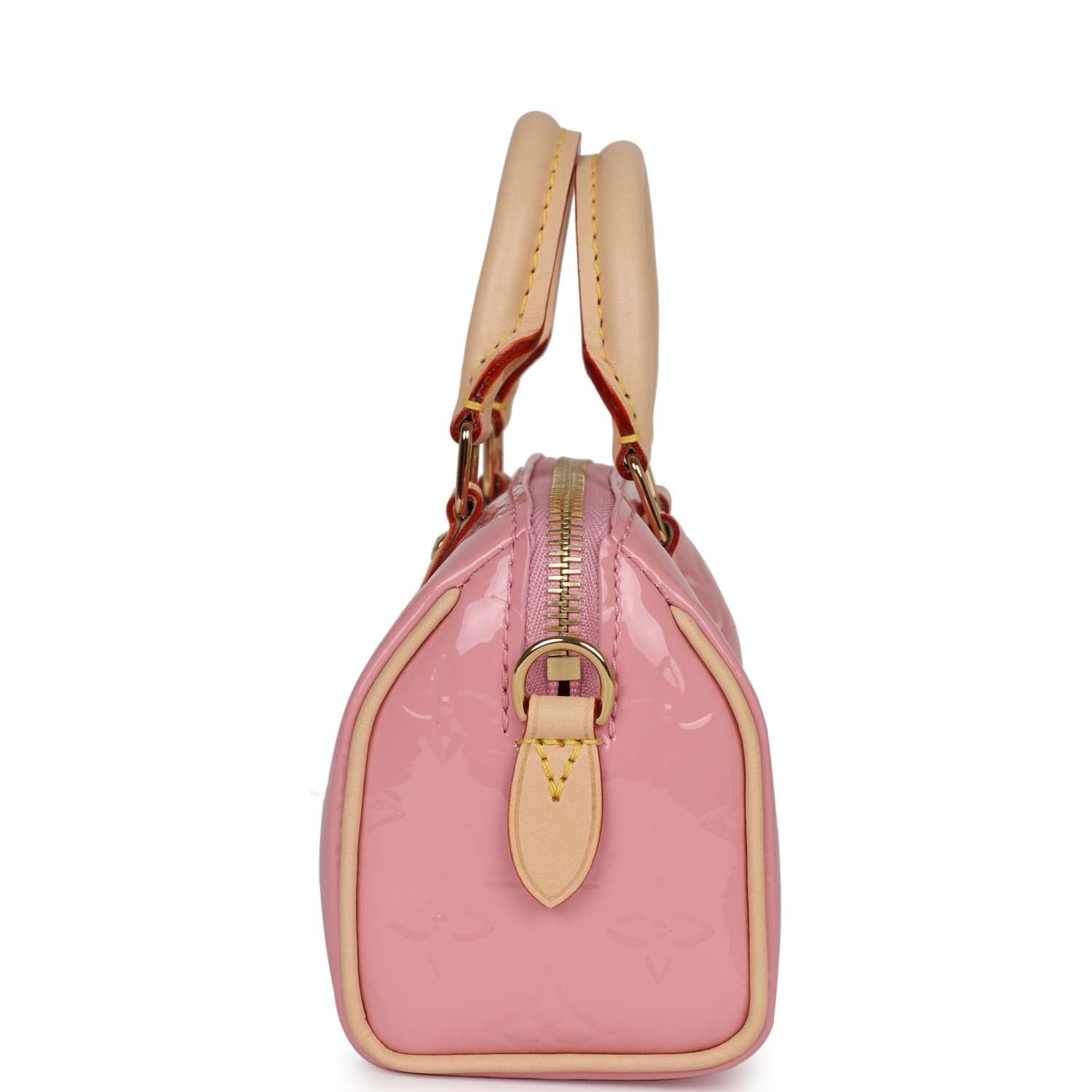 Louis Vuitton Nano Speedy Mochi Pink Vernis Gold Hardware