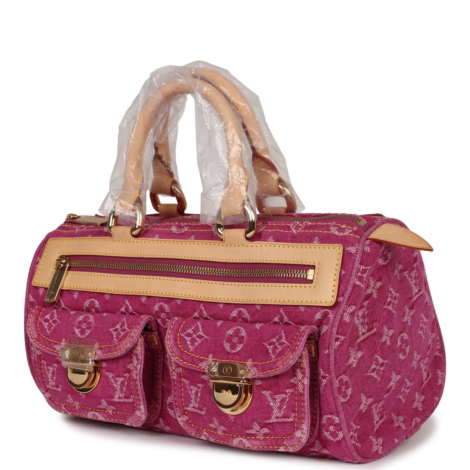 Louis Vuitton Vintage Neo Speedy Pink Denim Monogram Gold Hardware
