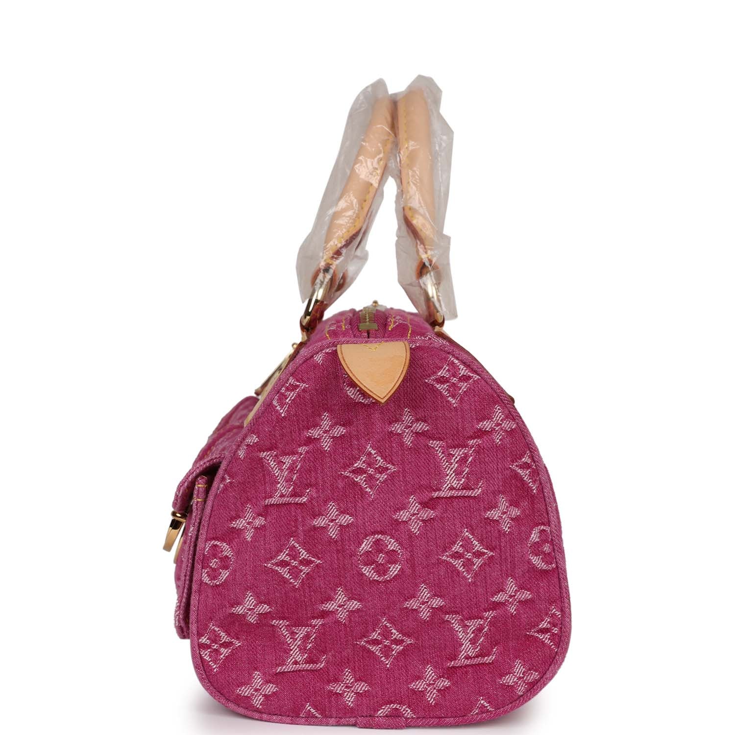 Louis Vuitton Vintage Neo Speedy Pink Denim Monogram Gold Hardware